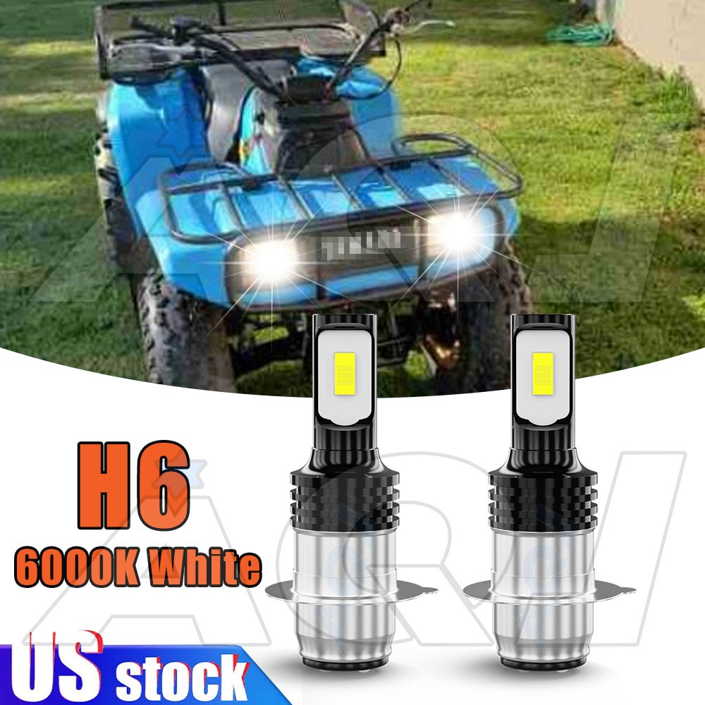 For Yamaha Moto 4 1986-1991 Pair H6M 3570 LED Headlight Xenon White P15D Bulbs
