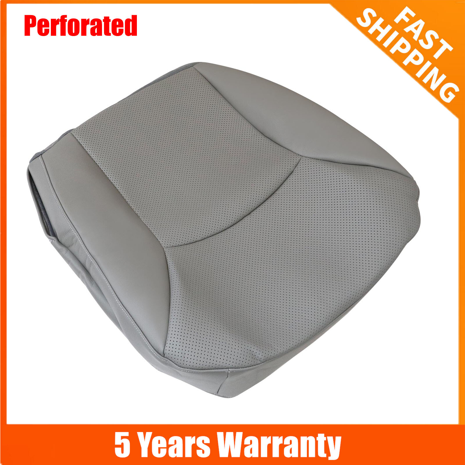 2002-2008 Fits Ford E150 E250 E350 Van Driver Bottom Perforated Seat Cover Gray