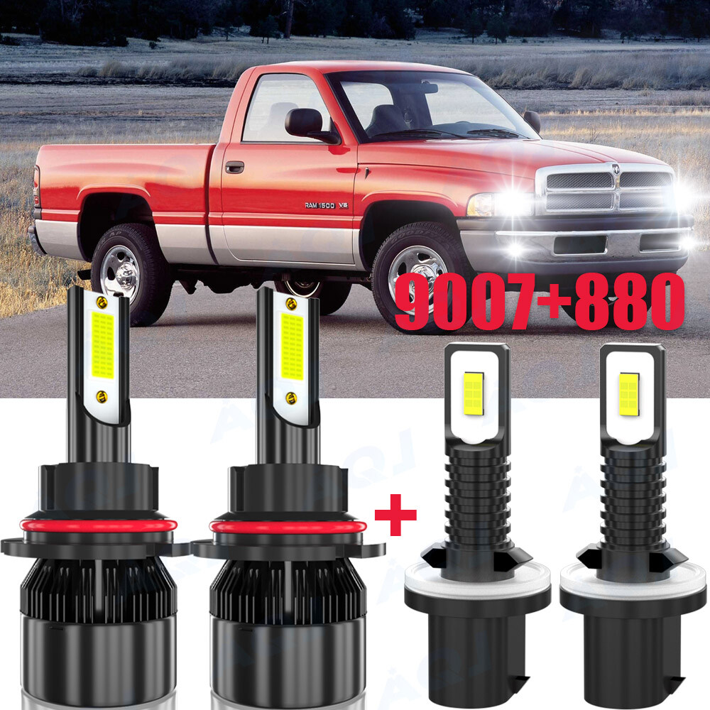 for Dodge RAM 1500 2500 3500 1994-2001 LED Headlight High/Low + Fog Lights Bulbs