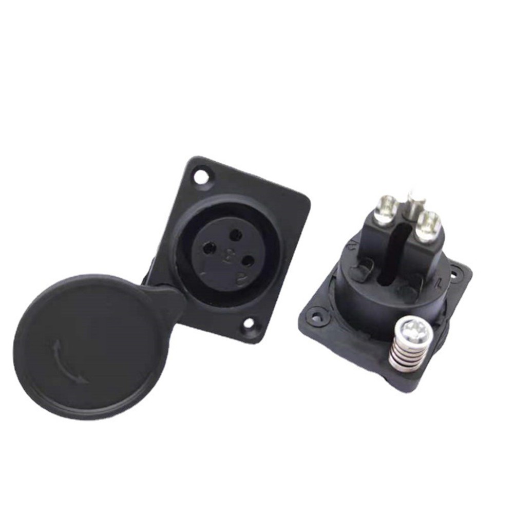 XLR Connector Female Socket 3Pin Panel Mounted Chassis Square Shape MIC Micropho