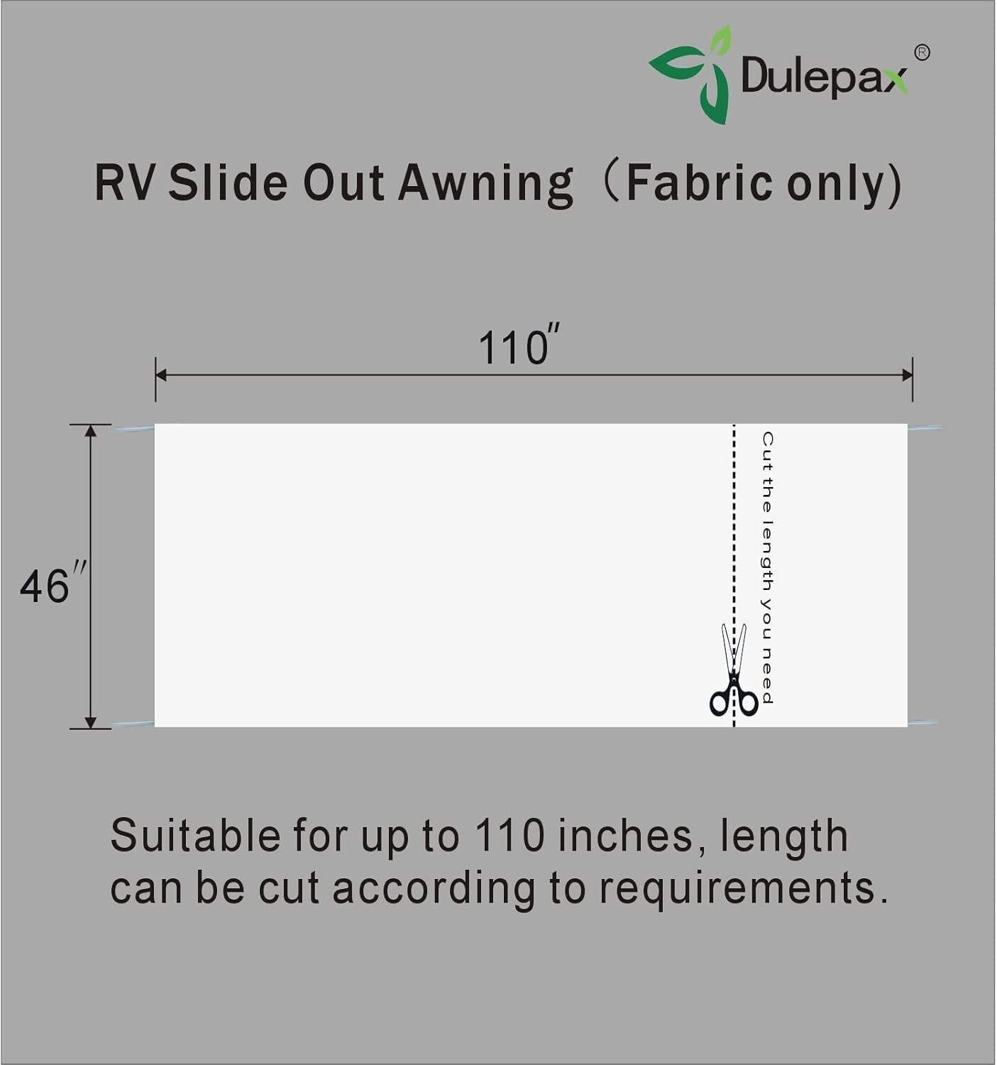 110 – 300” Black Or White RV Slide Out Awning Fabric Cover For Camper Trailer Mo