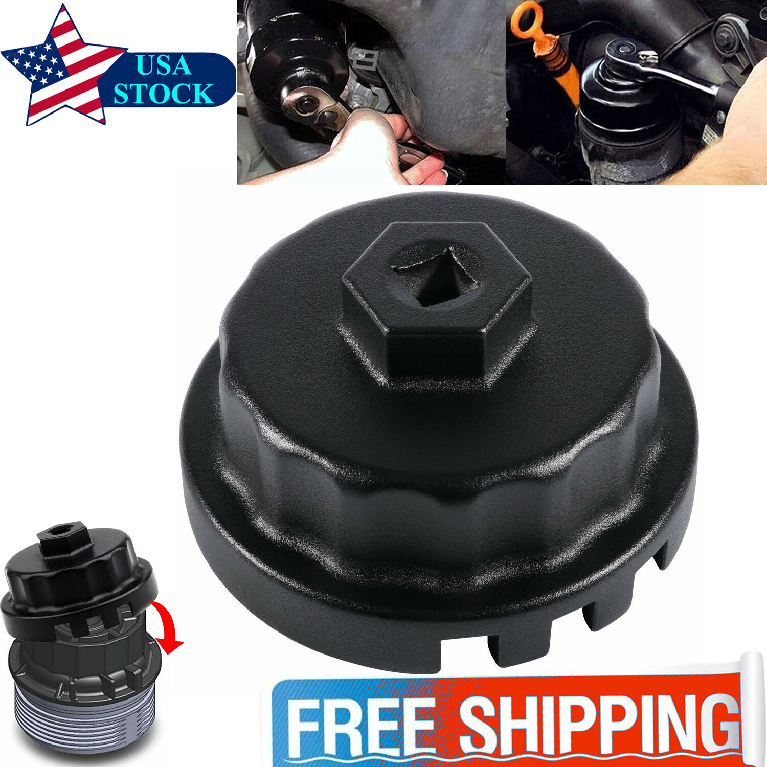Oil Filter 14 Flute Wrench Cap Removal Tool For Toyota Corolla Camry RAV4 Lexus