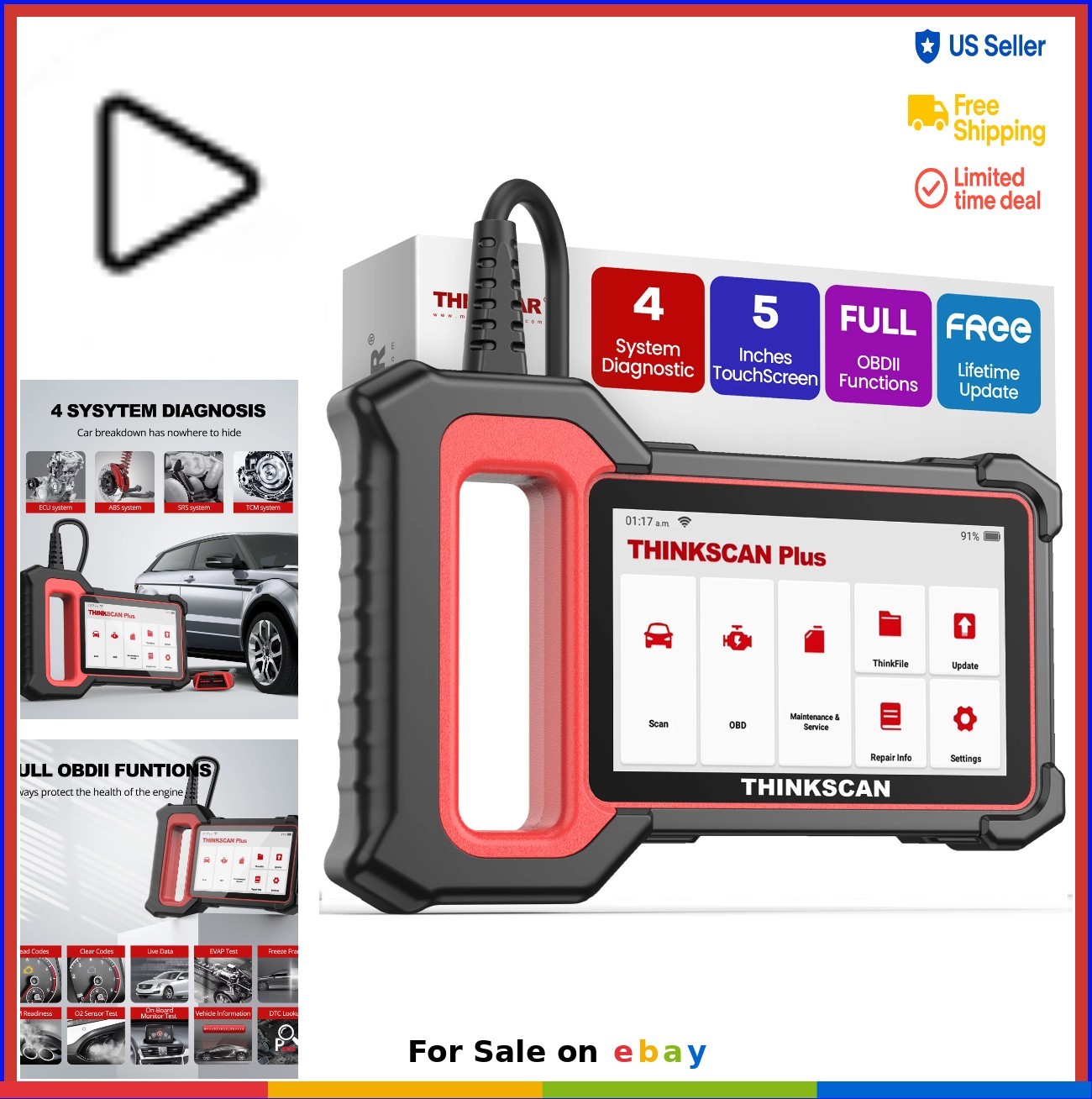 OBD2 Scanner Diagnostic Tool ABS SRS ECM TCM Auto Vin Scan Car Repair DIY
