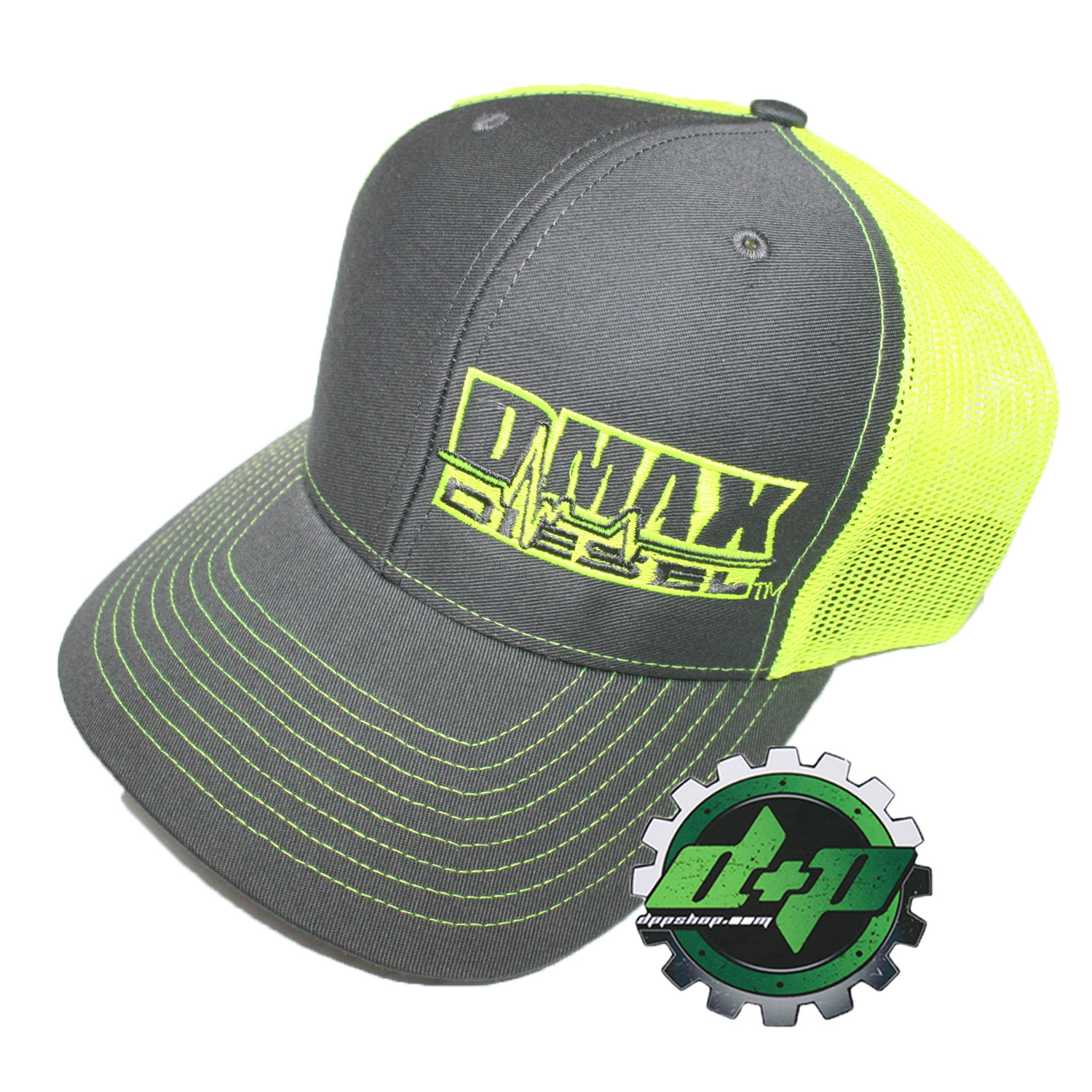 Dmax Duramax richardson 112 hat truck Charcoal Gray YELLOW mesh snap back