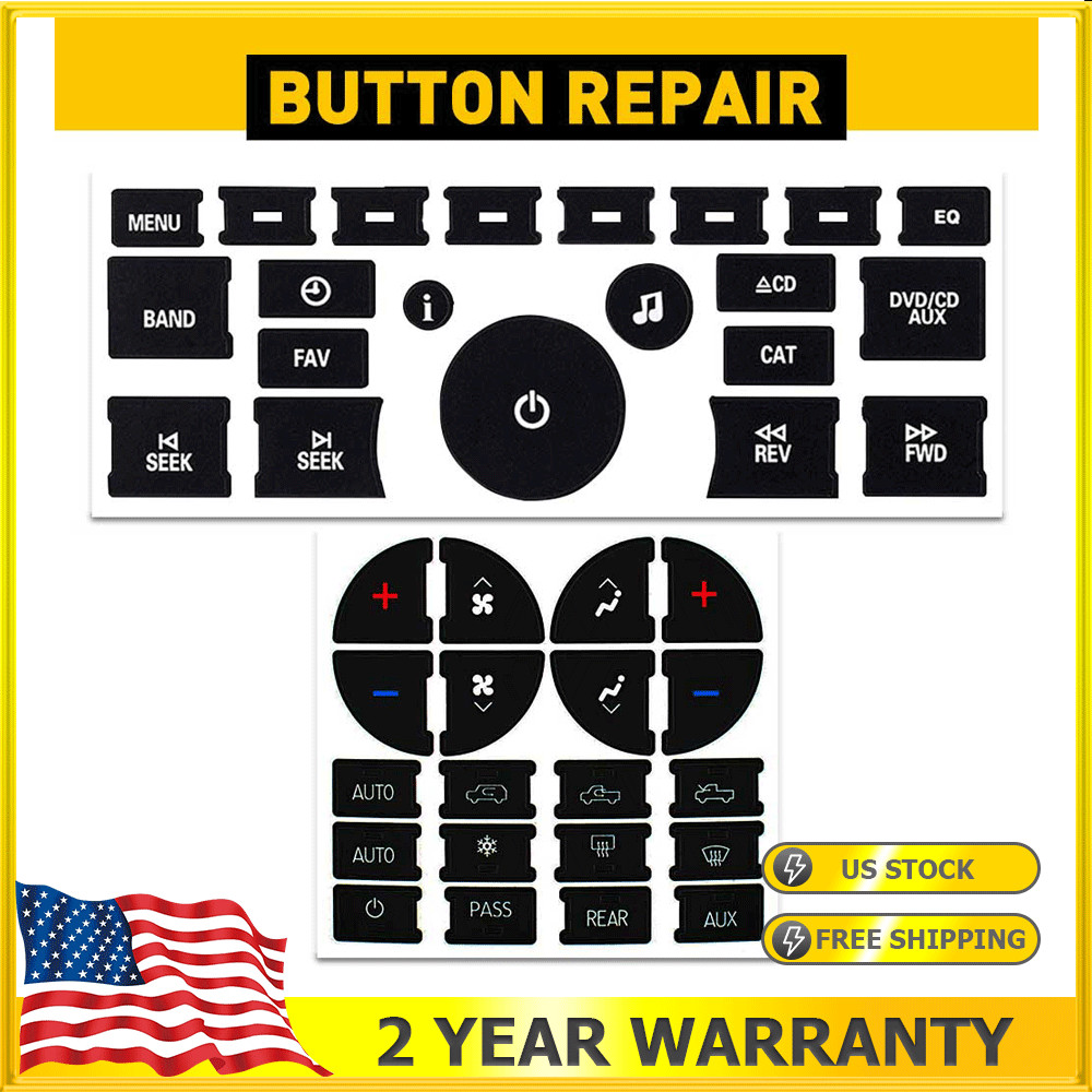 Replace Repair AC Radio Dash Button Kit Decal Stickers For Chevrolet GMC Tahoe