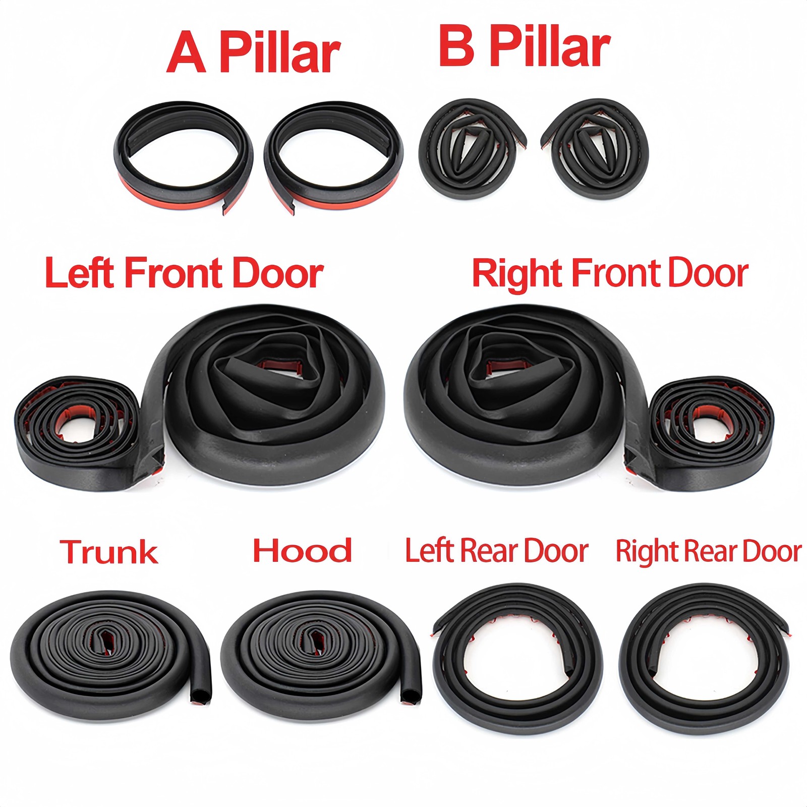 For Audi Q5 p Door Edge Rubber Seal Strips Weather Draft Noise Reduction Trim