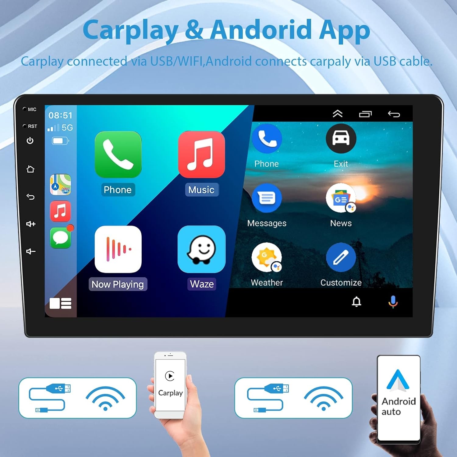 10″ Carplay Android 14.0 For 2020-2024 Ford Transit 150 250 350 Radio GPS Player