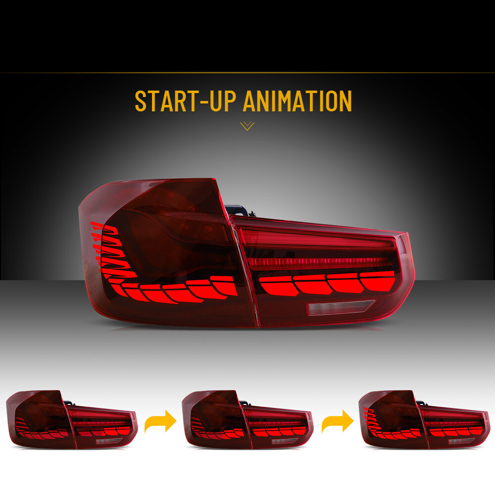 Red For 2012-2018 BMW 3 series Sedan F30 F35 M3 Sedan GTS LED TailLights Dynamic
