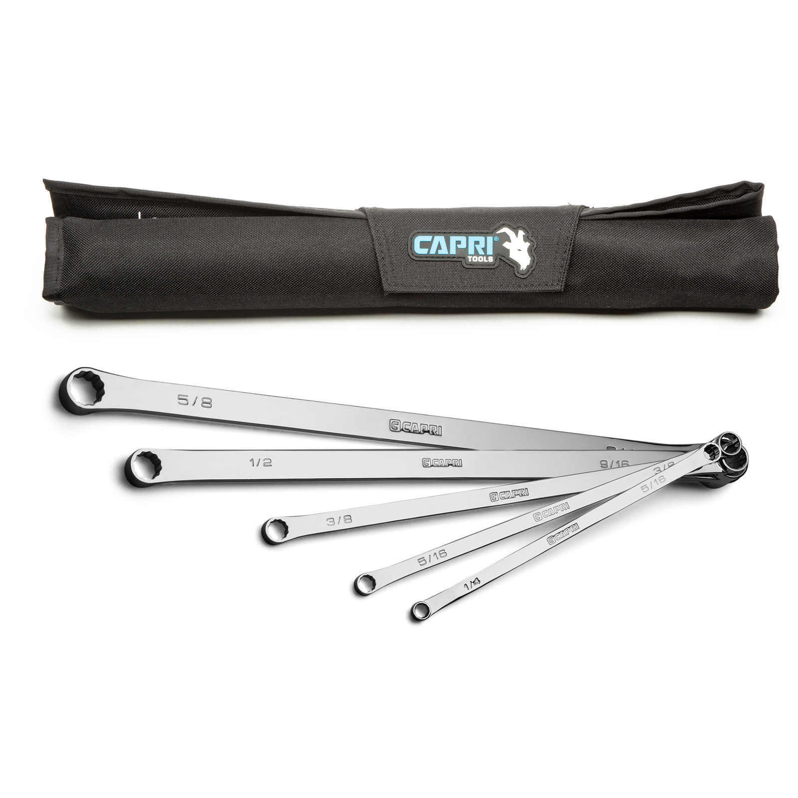 Capri Tools 0 Degree Offset Extra Long Box End Wrench Set, SAE, 5-Piece
