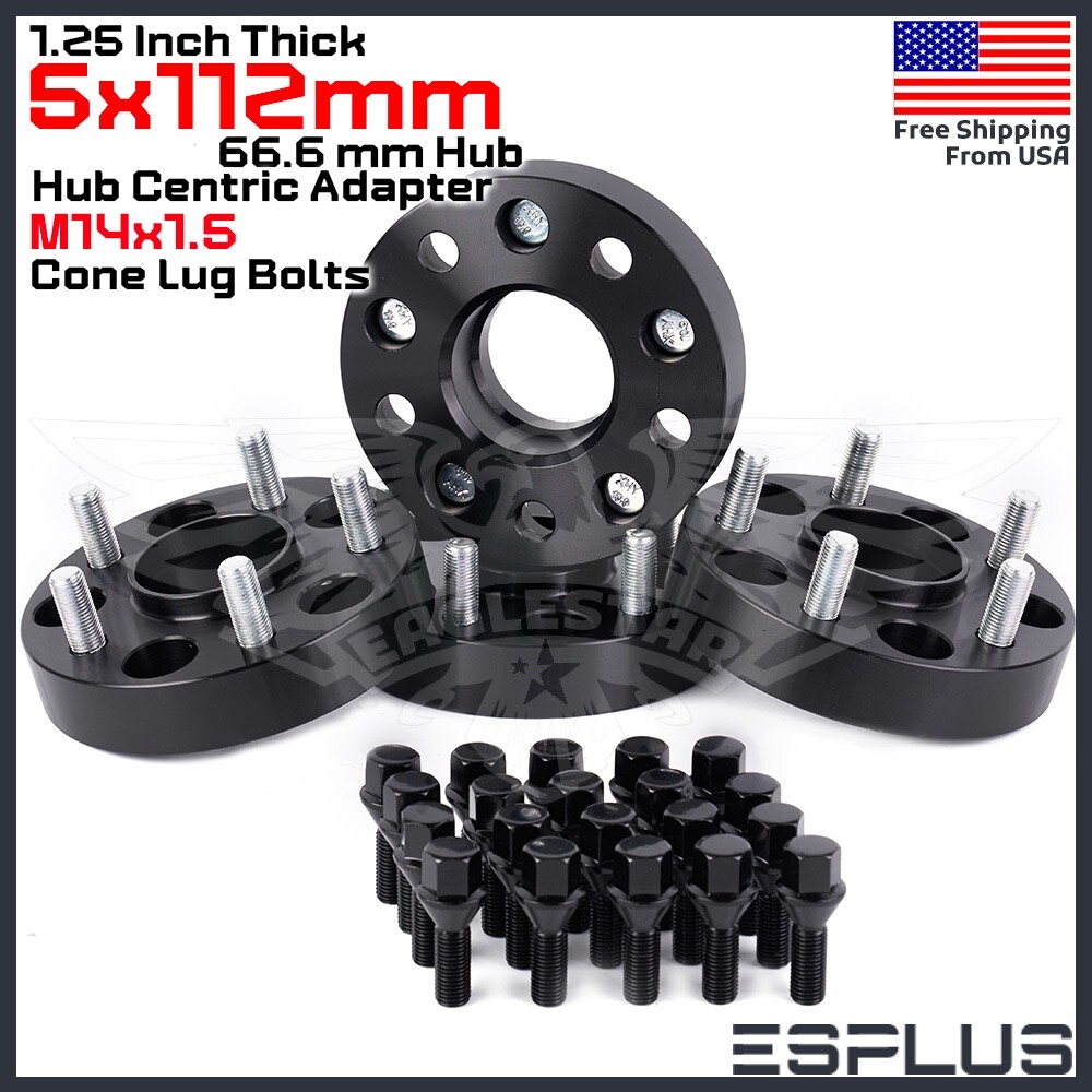 [4] 1.25″ Thick Mercedes 5x112mm CB 66.6 Wheel Spacer Kit 14×1.5 Bolts Included