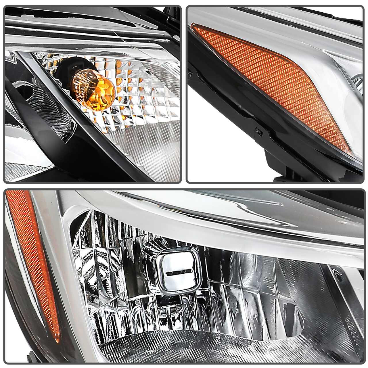 Chrome Headlight Assembly Set For 2016-2019 Chevrolet Chevy Cruze Hatchback 4-Dr