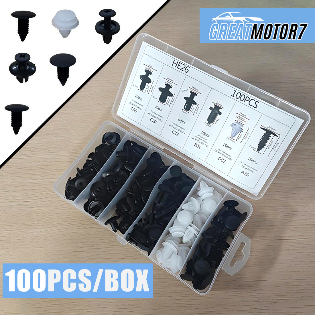 100pcs Bumper Fender Screw Rivet Fastener Clip Set For Toyota Camry Corolla RAV4
