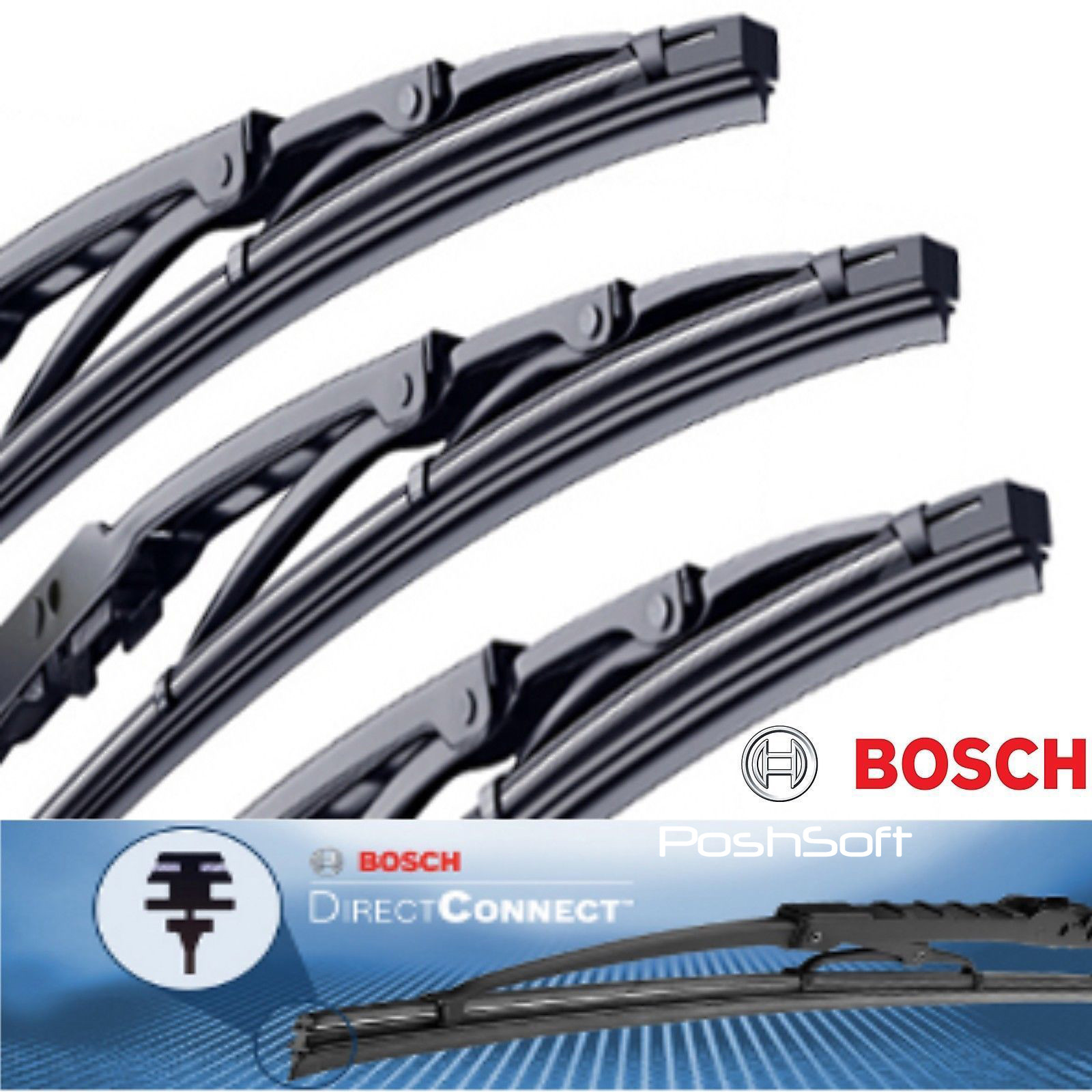 BOSCH DIRECT CONNECT WIPER BLADES 20-20-17 -FRONT Left & Right + REAR – SET OF 3