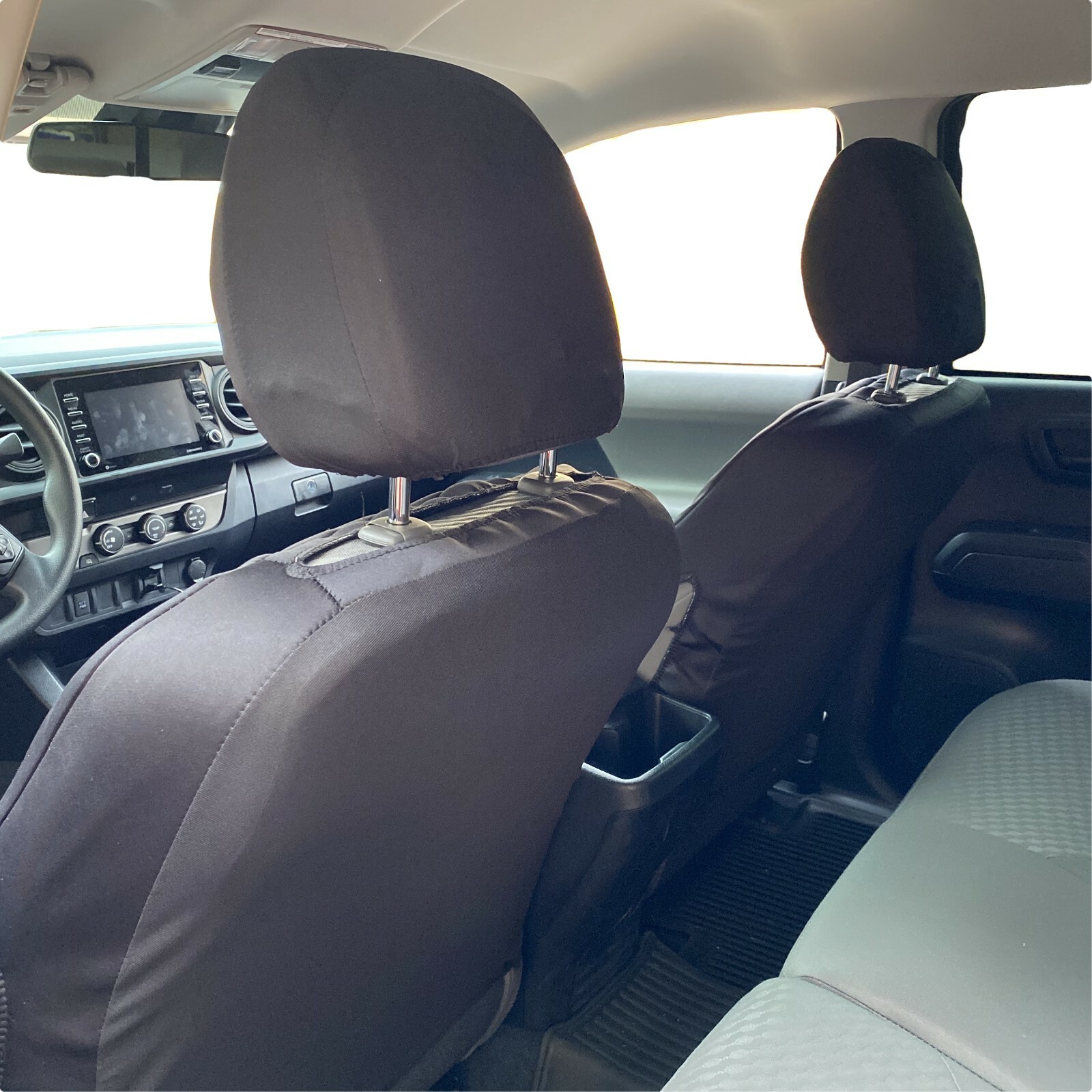 TO Front 2 Black Seat Cover Set Stretch Polyester Pro 3 Layer Waterproof