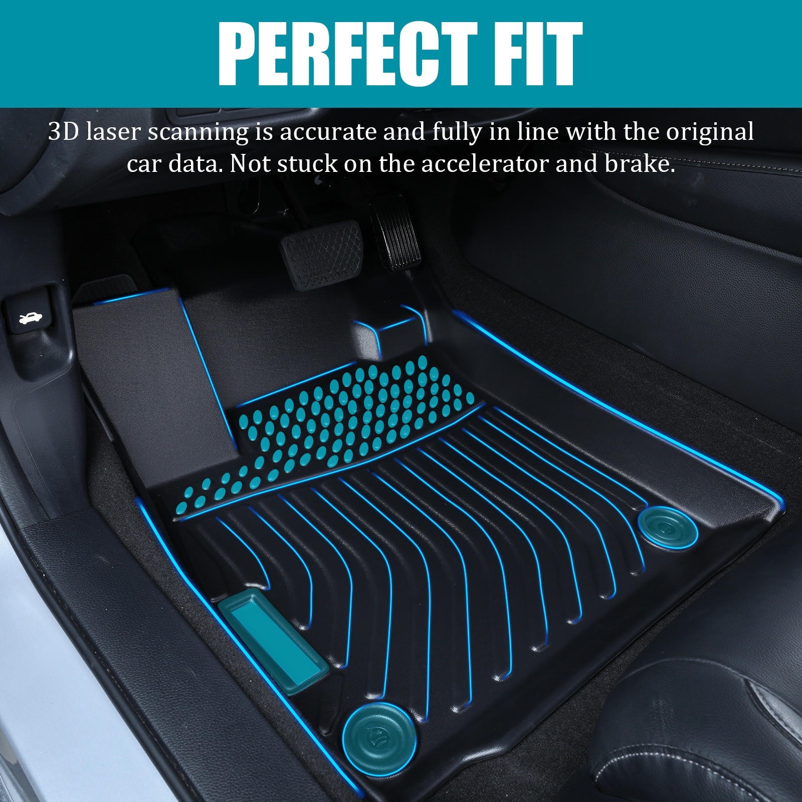 Floor Liner 2 Rows Liner For 2020-2023 2024 Nissan Versa TPE Rubber All Weather