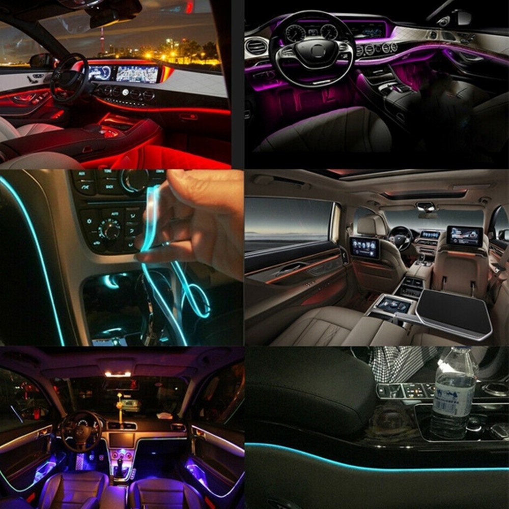 8M LED Light Neon Trim Glow Optic Strip Fiber Car Interior Ambient Lighting APP