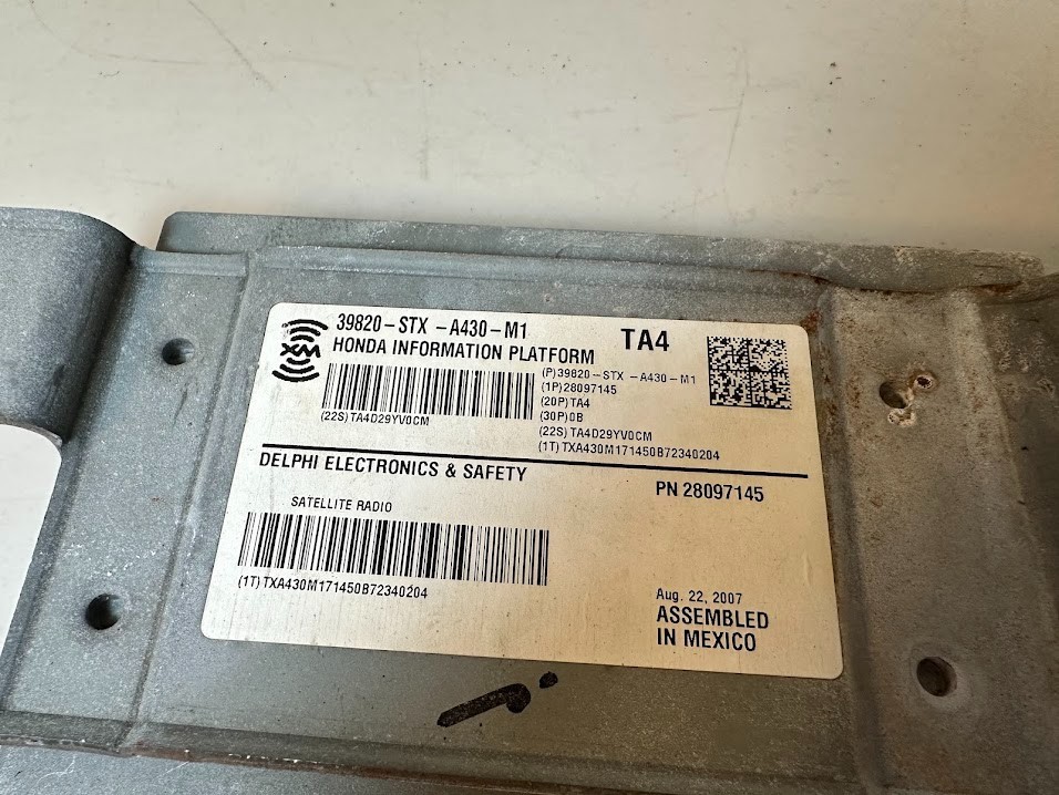 07-09 Acura MDX Audio Equipment Radio Satellite Module 39820-STX-A430-M1