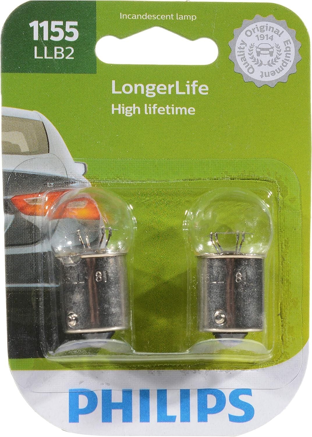 Philips LongerLife 1155 7.5W Two Bulbs Tail Parking Light Replacement Stock Lamp