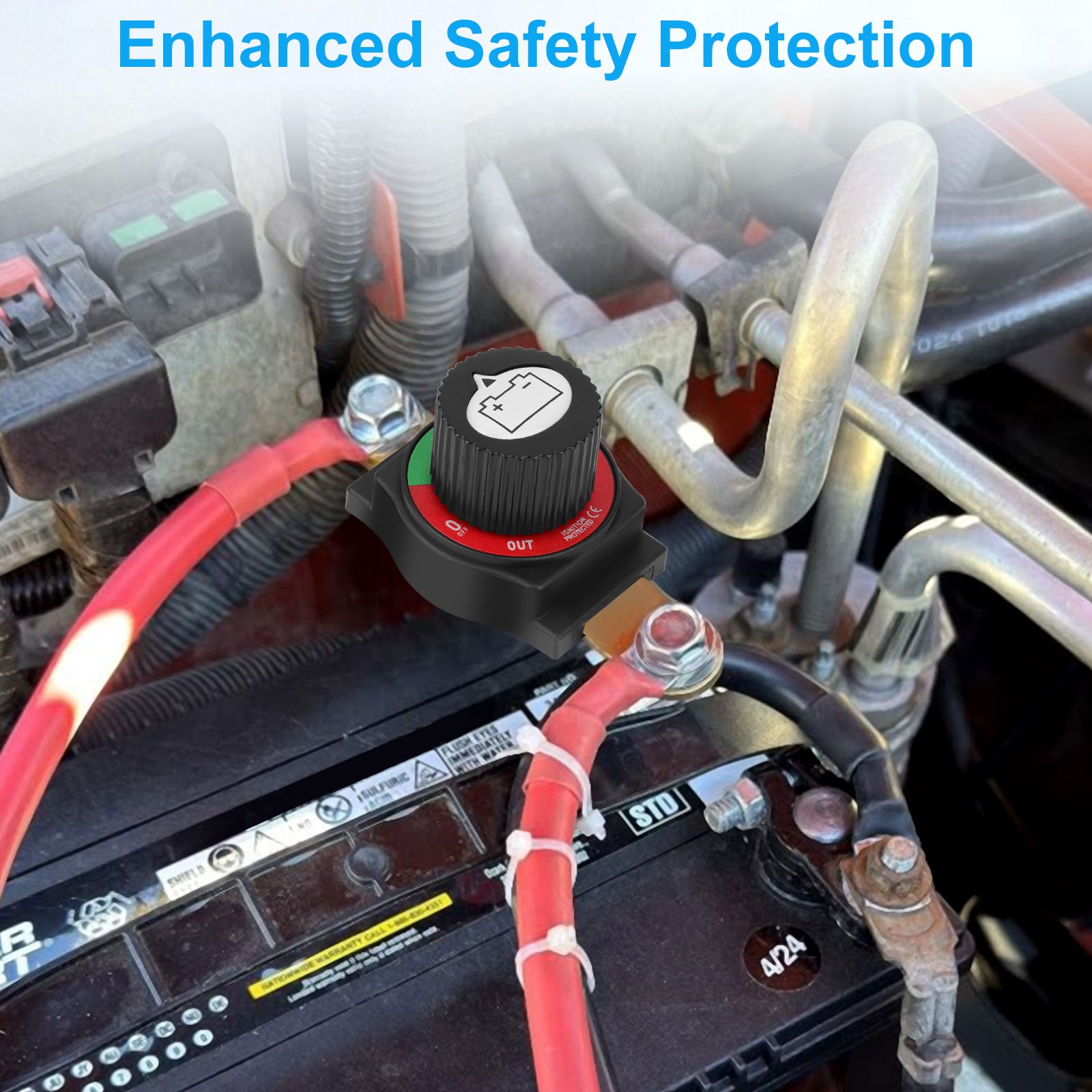 Side Post Battery Disconnect Switch Heavy Duty 12-48V Cut Off Master Kill Switch