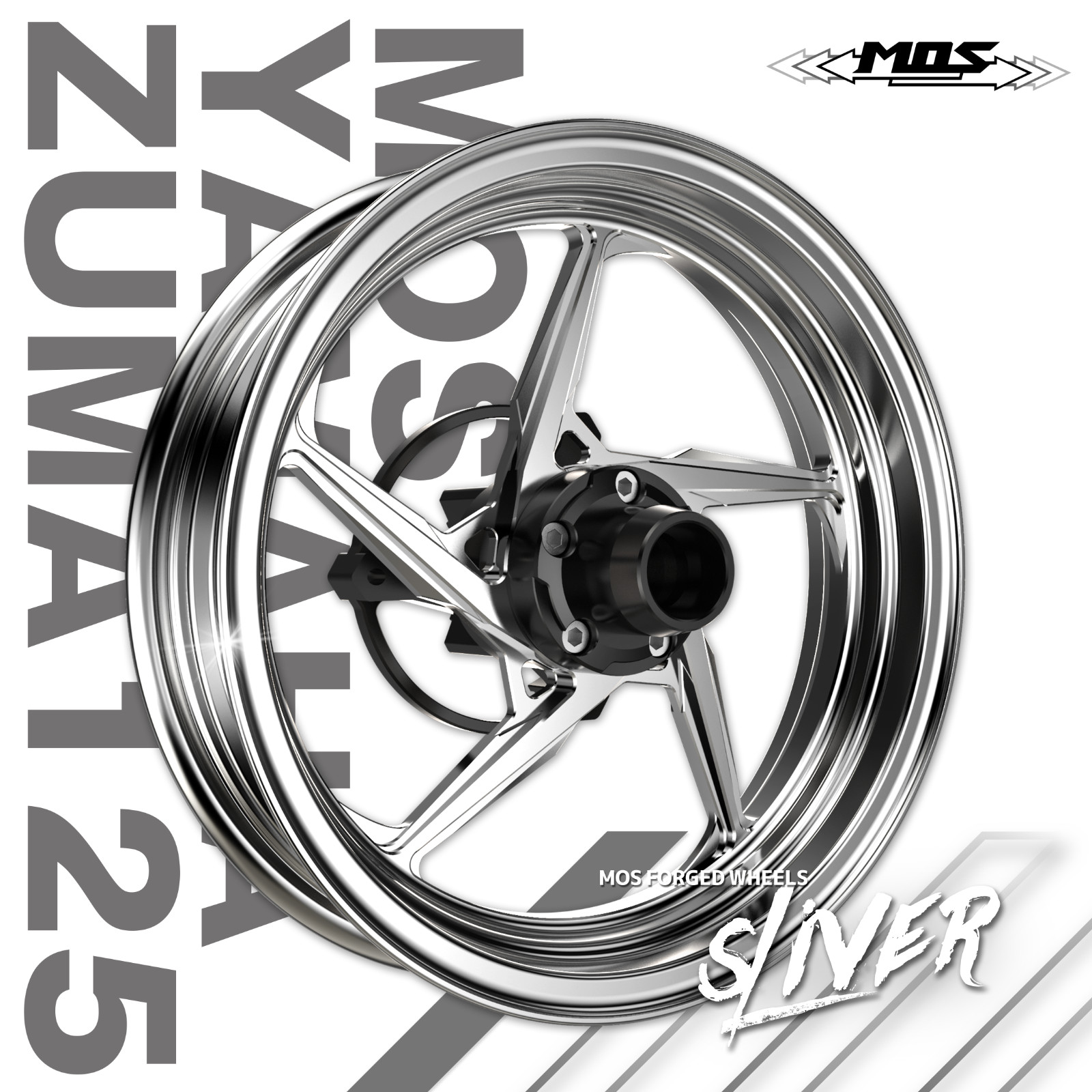 MOS GR05 Forged Aluminum Alloy Wheels for Yamaha Zuma 125 2022-2024 Silver