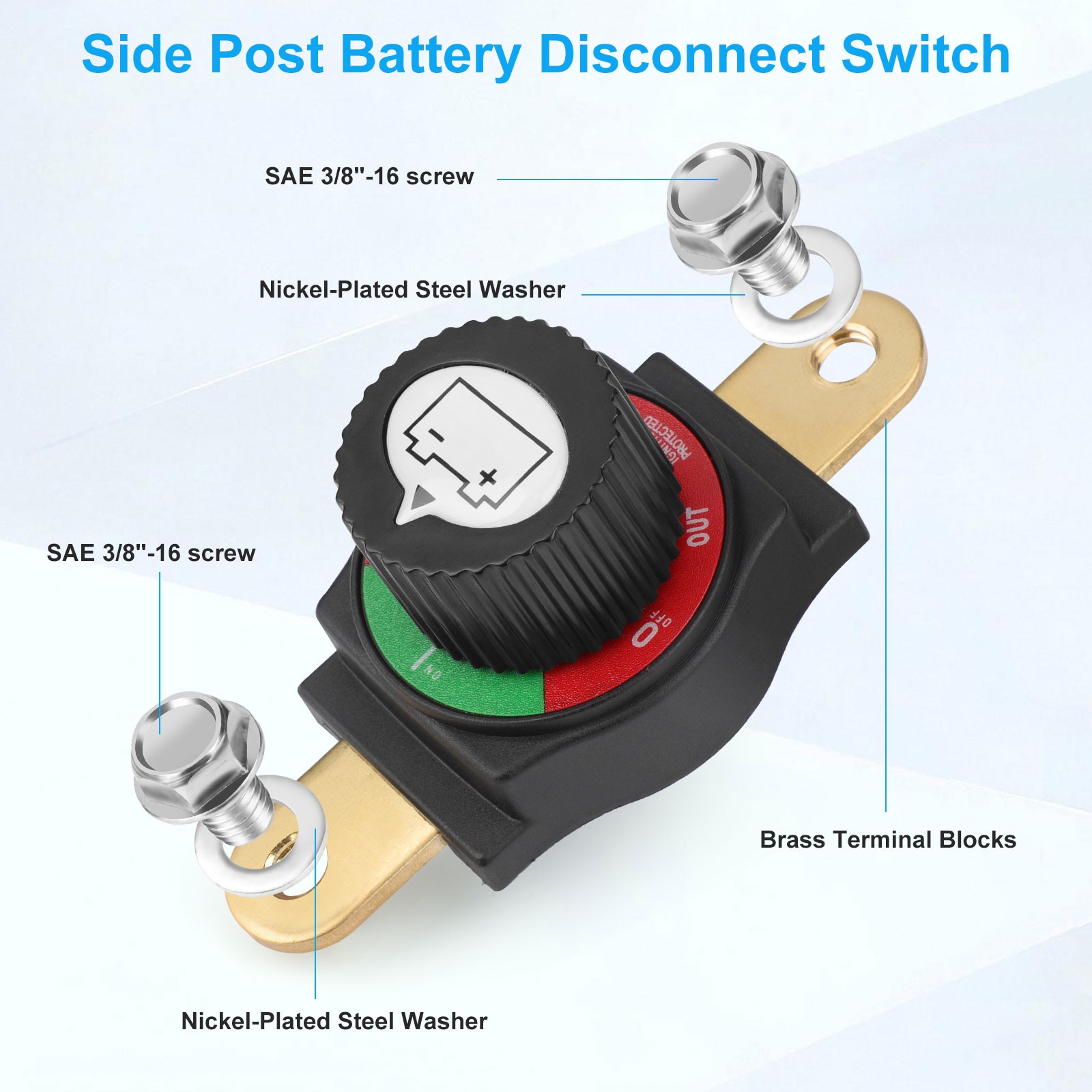 Side Post Battery Disconnect Switch Heavy Duty 12-48V Cut Off Master Kill Switch