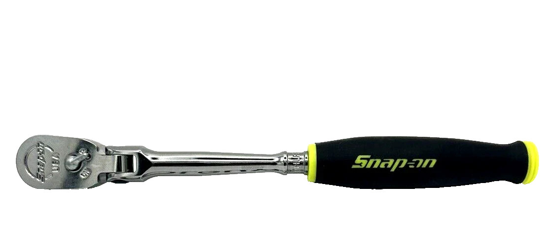 Snap-on Hi-Viz Yellow 1/4″ Drive Soft Grip Long Flex Head Ratchet THLF72 NEW USA