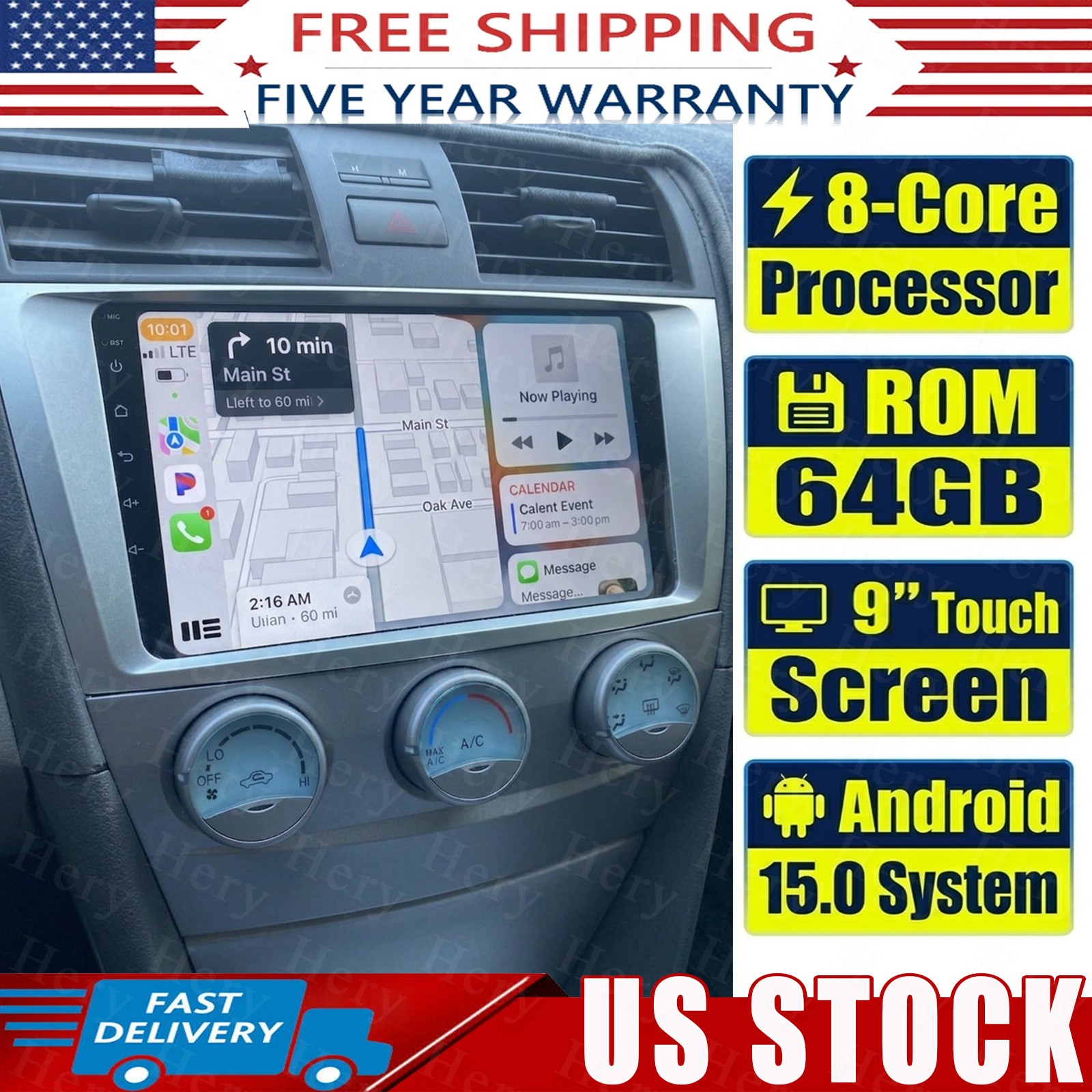 For 07-11 TOYOTA CAMRY JBL 8-Core 64G Android 15 Car Stereo Radio Apple Carplay