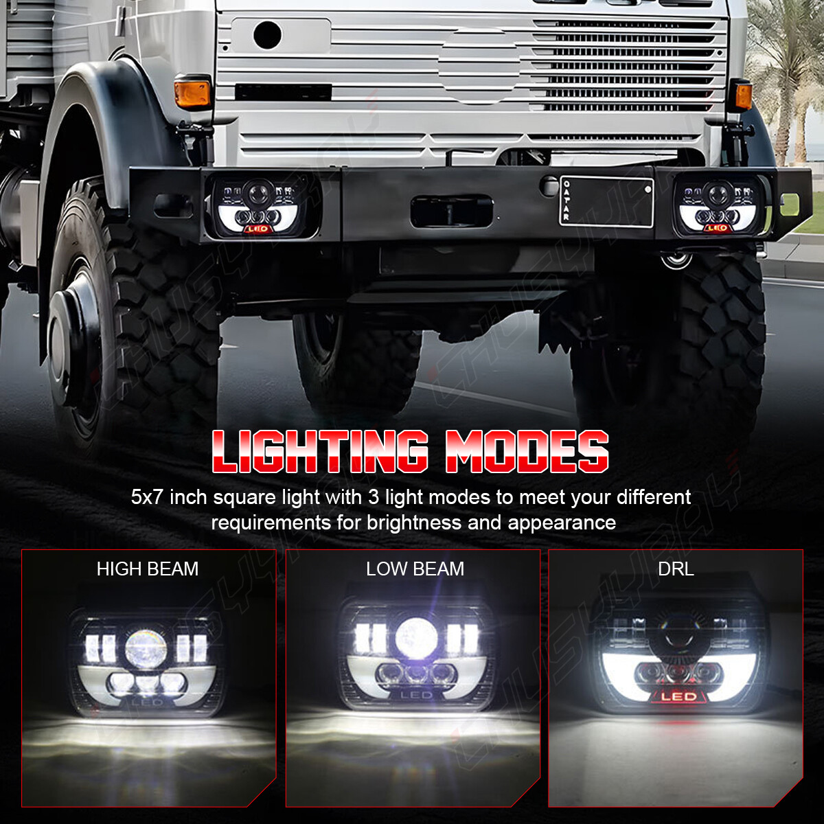 Rectangular 5×7 7×6″ LED Headlights High/Low Beam For Pontiac Firebird 1982-1990