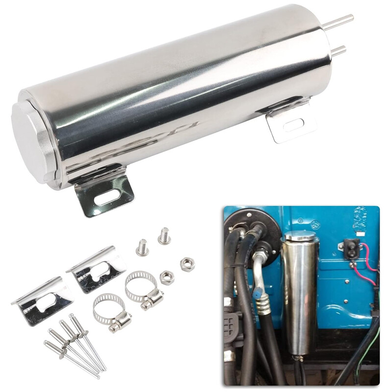 3″x9″ Polished Stainless Steel Radiator Coolant Overflow Catch Puke Tank 32OZ