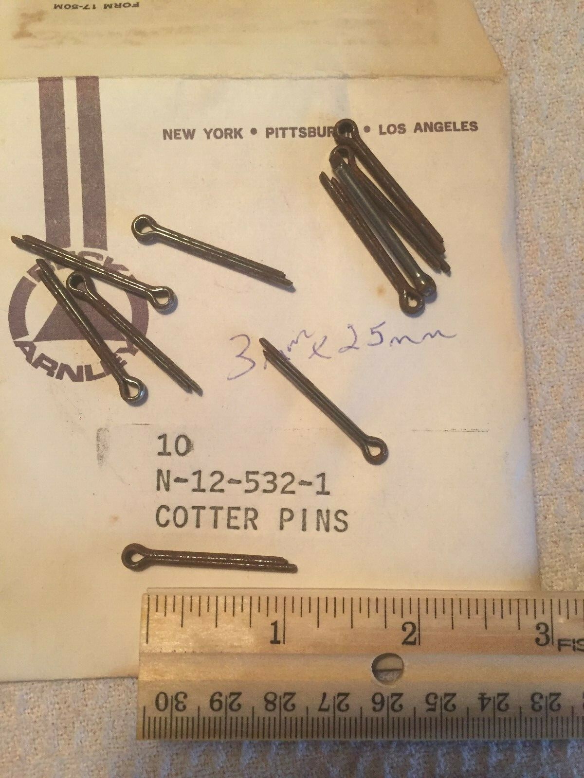 Cotter Pins Metric 3mm X 25mm DIN 94 – 2 Packs of 10 (total 20pc)