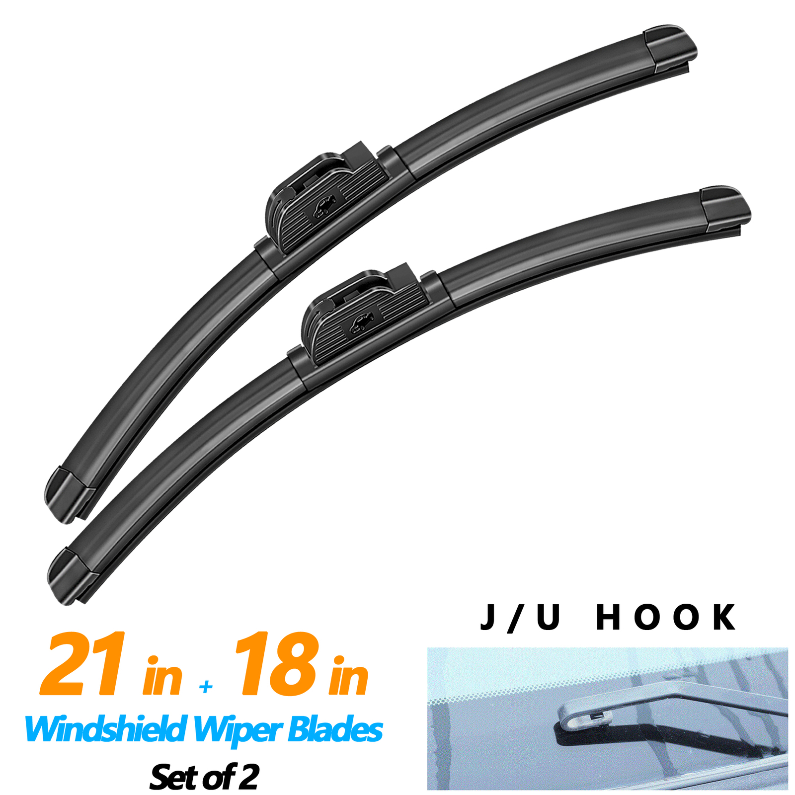 Juyioudy 21″ + 18″ Hybrid Premium Quality All Season Windshield Wiper Blades 2PC