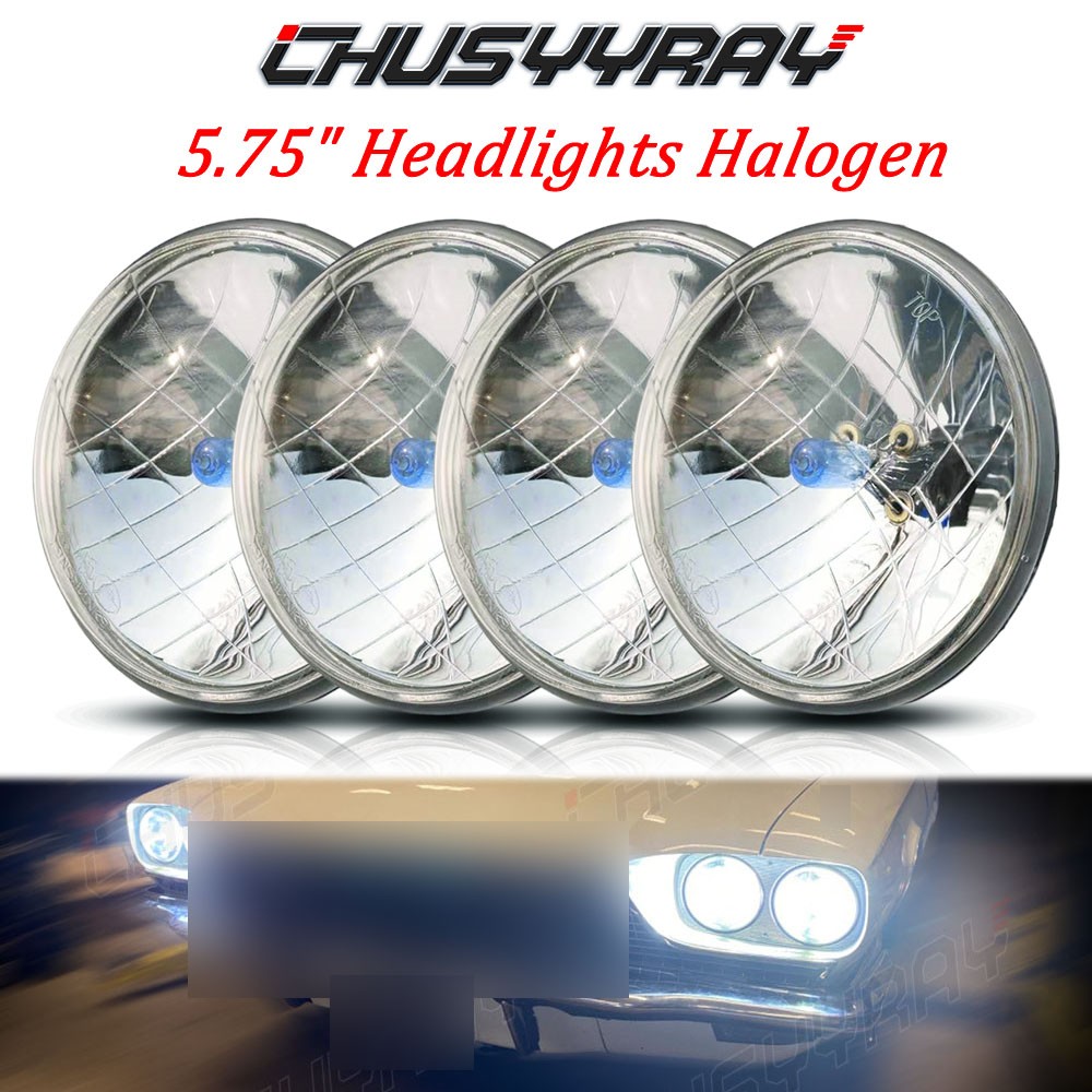 4PC Fit Chevy Corvette 1964-82 DOT 5.75 5-3/4 inch Headlights Halogen Hi/Lo