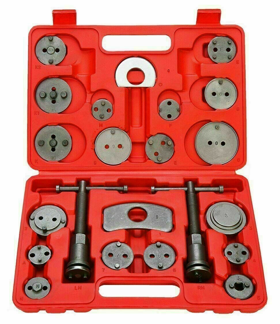 22PCS Pro Disc Brake Caliper Compressor Rewind Wind Back Tool Piston Pad Kit Set