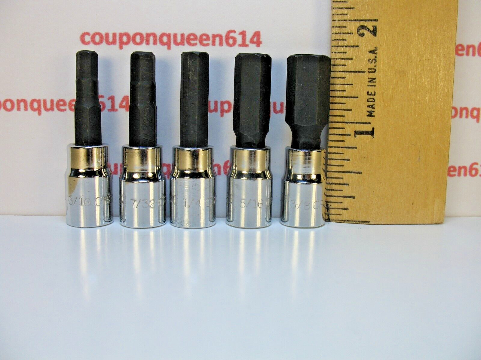 Set of 5 Craftsman 1/4″ Drive SAE Hex Bit Sockets. 3/16″ 7/32″ 1/4″ 5/16″ 3/8″