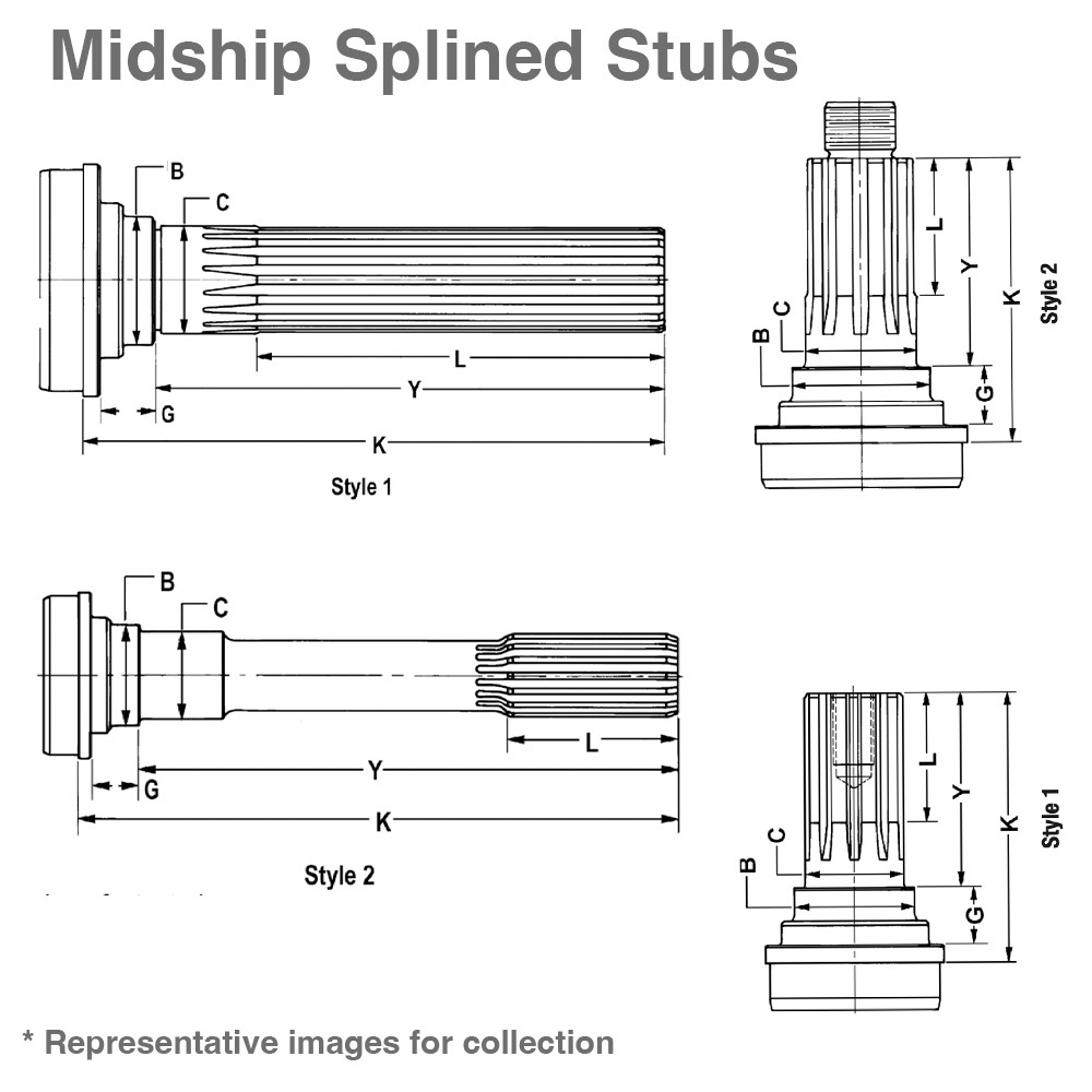 5-53-261 Driveshaft Midship Spline 1550-1610 Series 1.750″x34 Spline 3.500x.134″