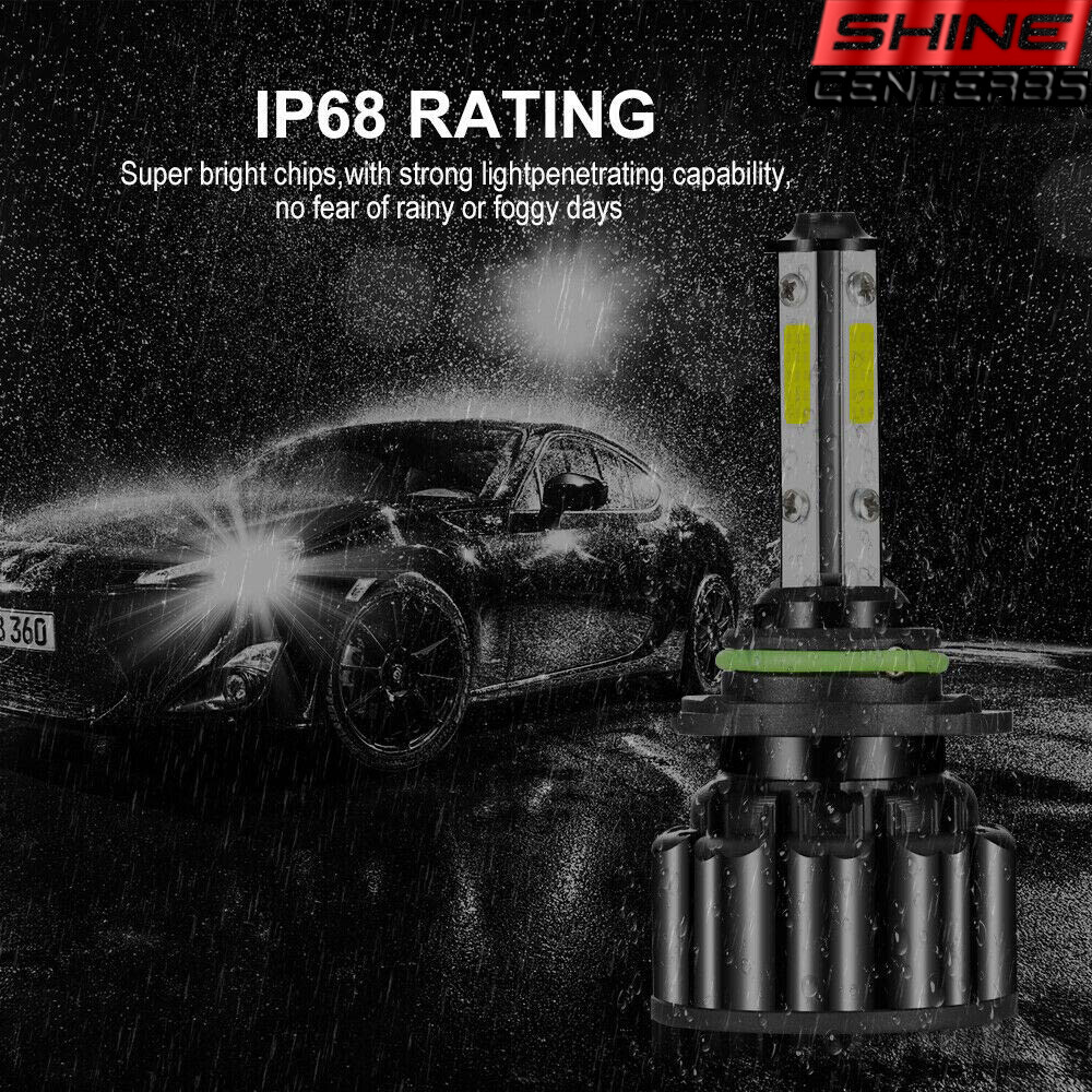 4SIDE 9005+9006 LED Combo Headlight Kit COB 440W Light Bulbs High Low Beam