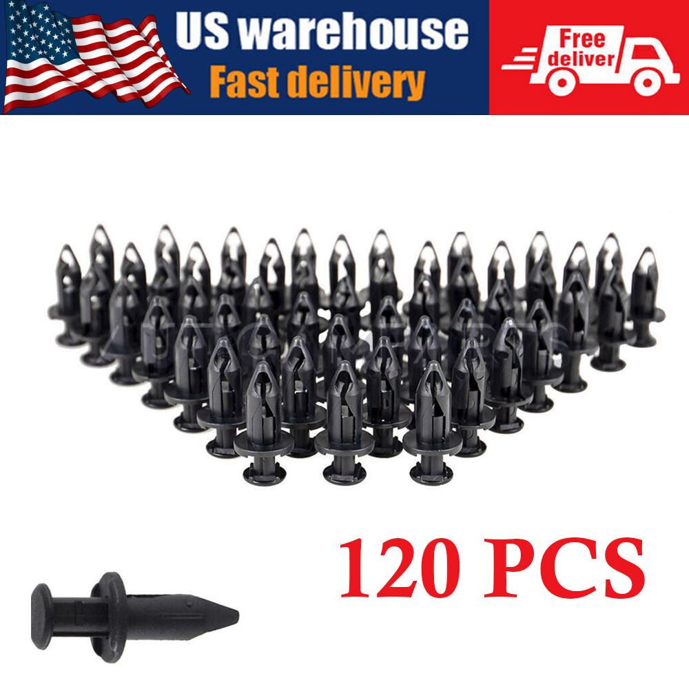 120x ATV 8MM Hole Plastic Rivets Retainer Fender Bumper Push Pin Fastener Clips