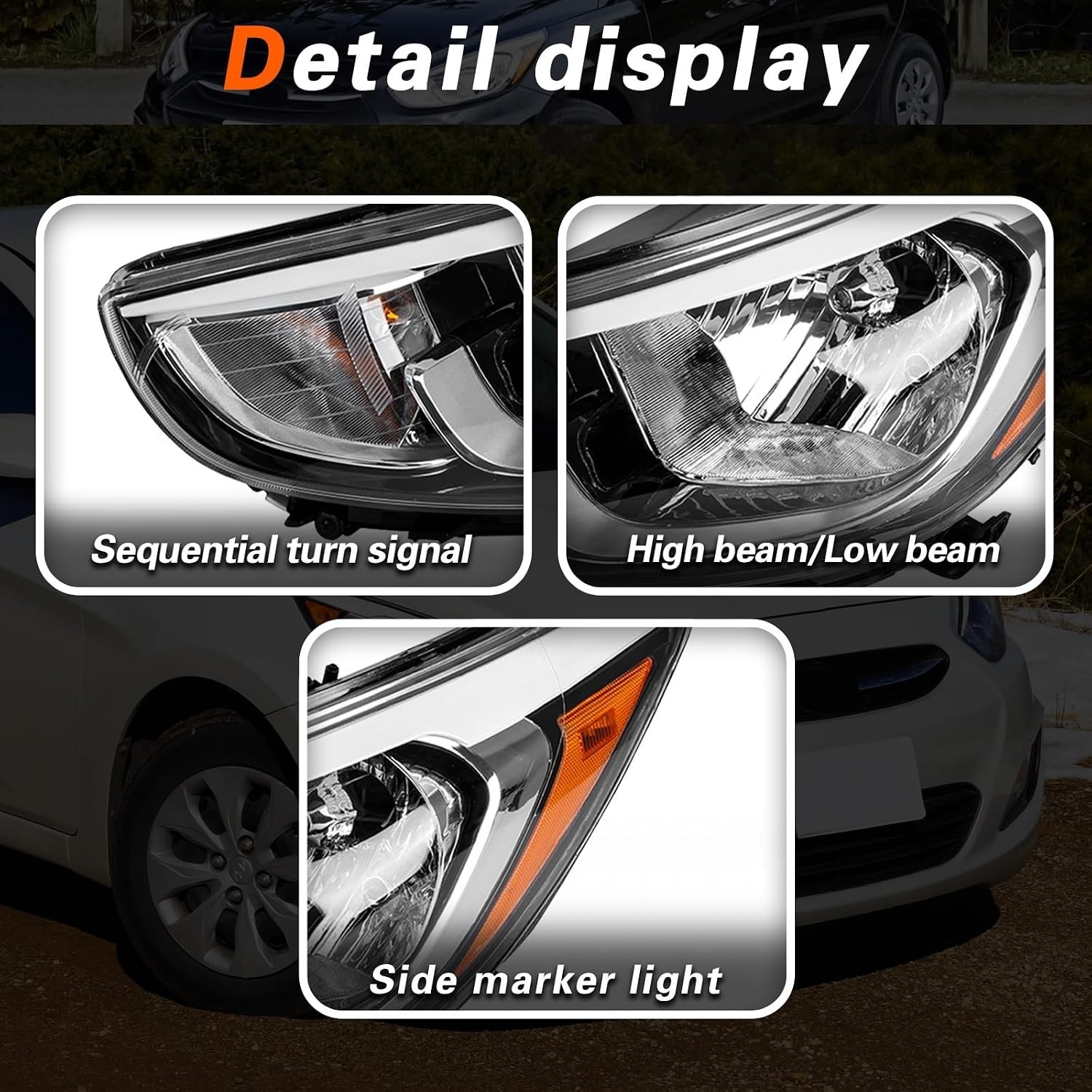 Reliable Headlight Assembly for 2015-2017 Hyundai Accent – Driver & Passenger