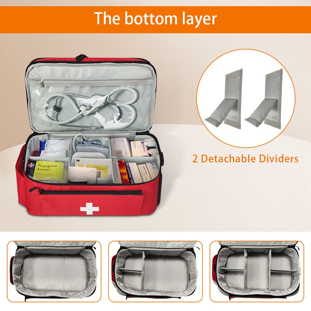 First Aid Bag Empty Secure Bottle Holder Storage Pouch Travel Medicine Organizer