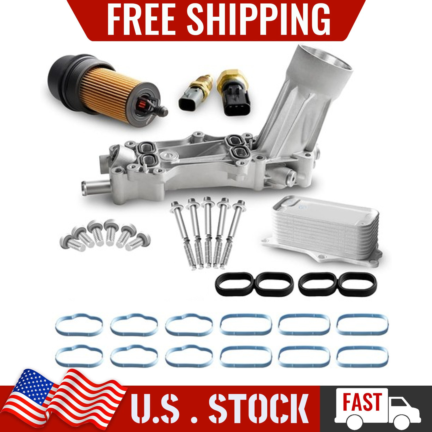 For Jeep Cherokee 3.2L V6 11-16 Engine Oil Cooler and Filter Housing Adapter Kit