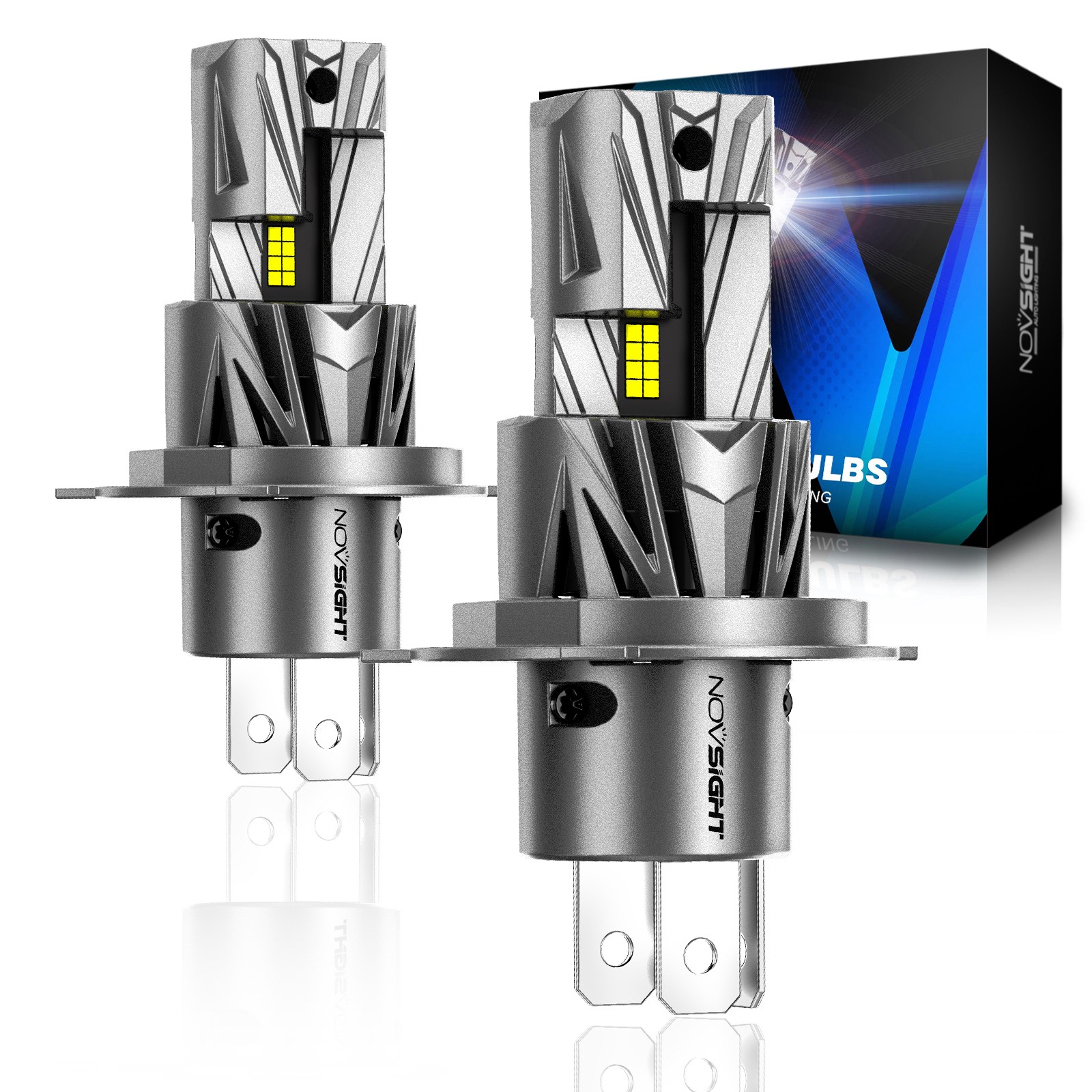 2PCS H4 9003 LED Headlight Bulbs High Low Beam Super Bright 6500K White NOVSIGHT