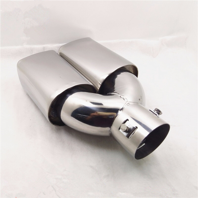 1PC Car Exhaust Muffler Tip Dual Square Tail Pipe Stainless Chrome 2.5″ Inlet US