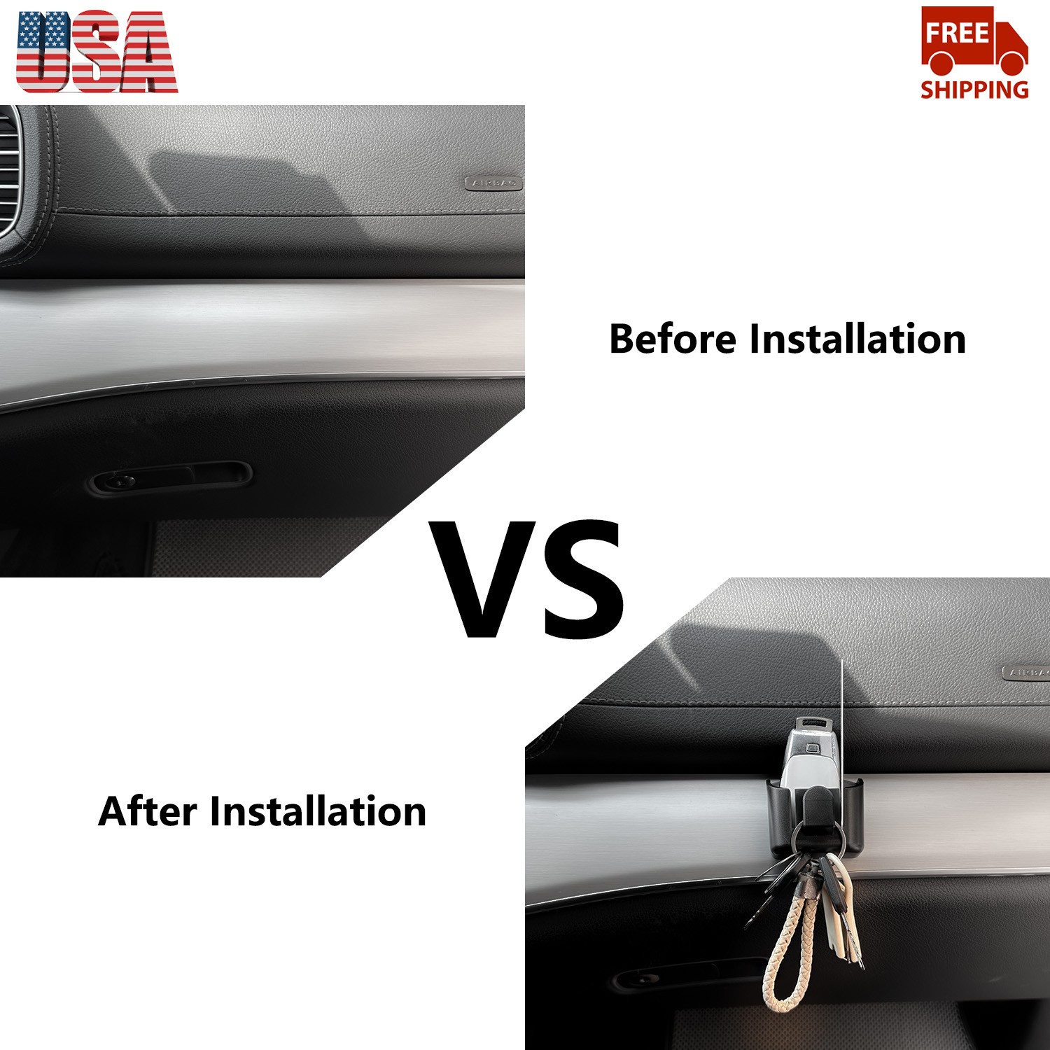 2Pcs Dashboard Mount Key Holder Clip Storage Box Adhesive Stowing Hook Organizer