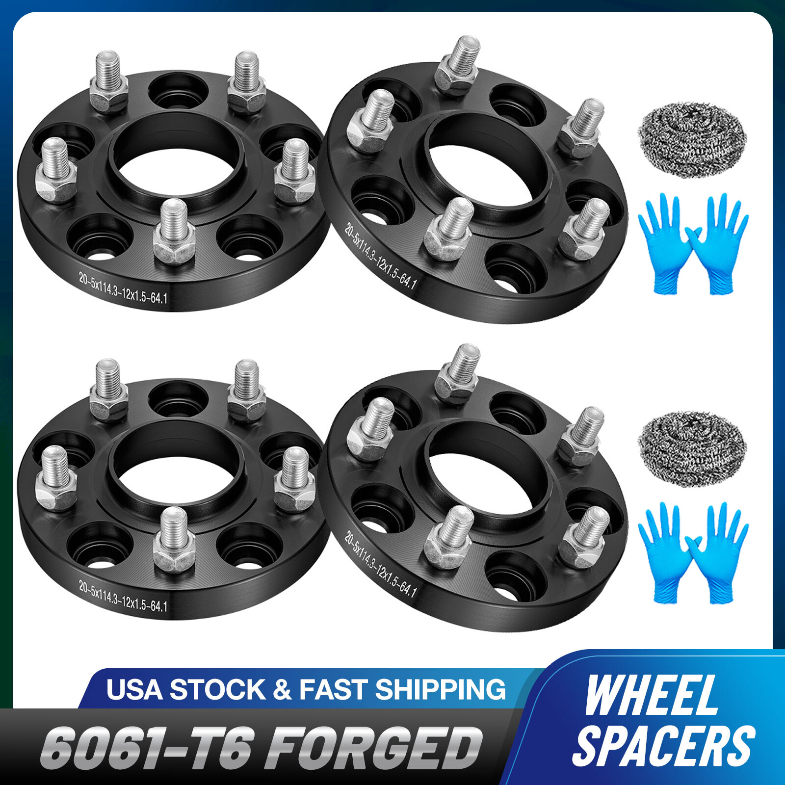 (4) 20MM 5×4.5 5×114.3 Hubcentric Wheel Spacers 12×1.5 For 2006-2022 Honda Civic
