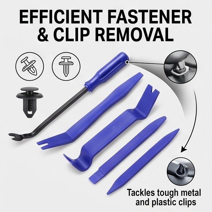 5PCS Car Trim Removal Tool Set Pry Bar Panel Door Audio Interior Clip Kit
