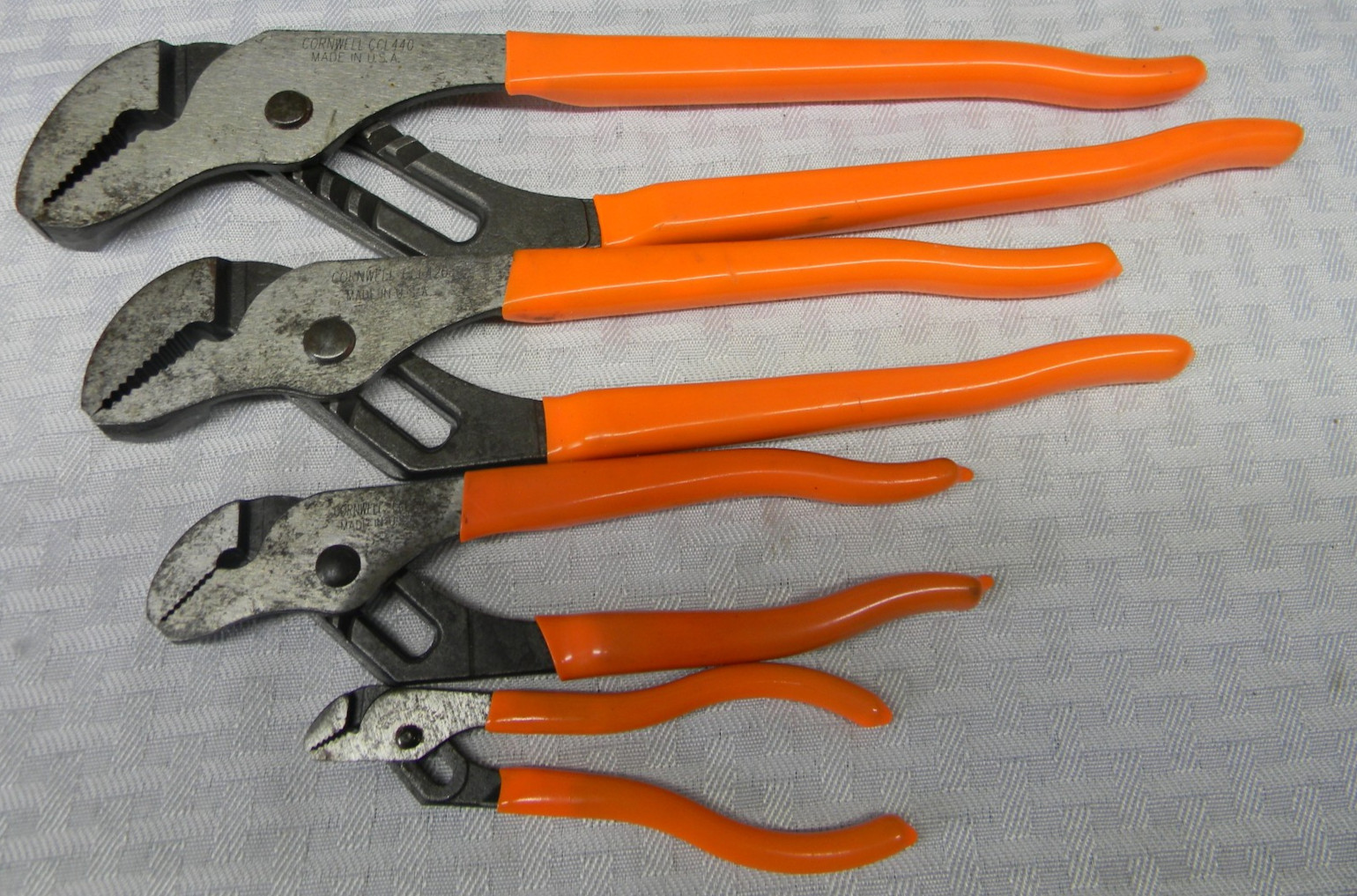 CORNWELL TOOLS 4PC ORANGE GRIPS TONGUE & GROOVE PLIER SET #ZZCCL4TGS MADE IN USA
