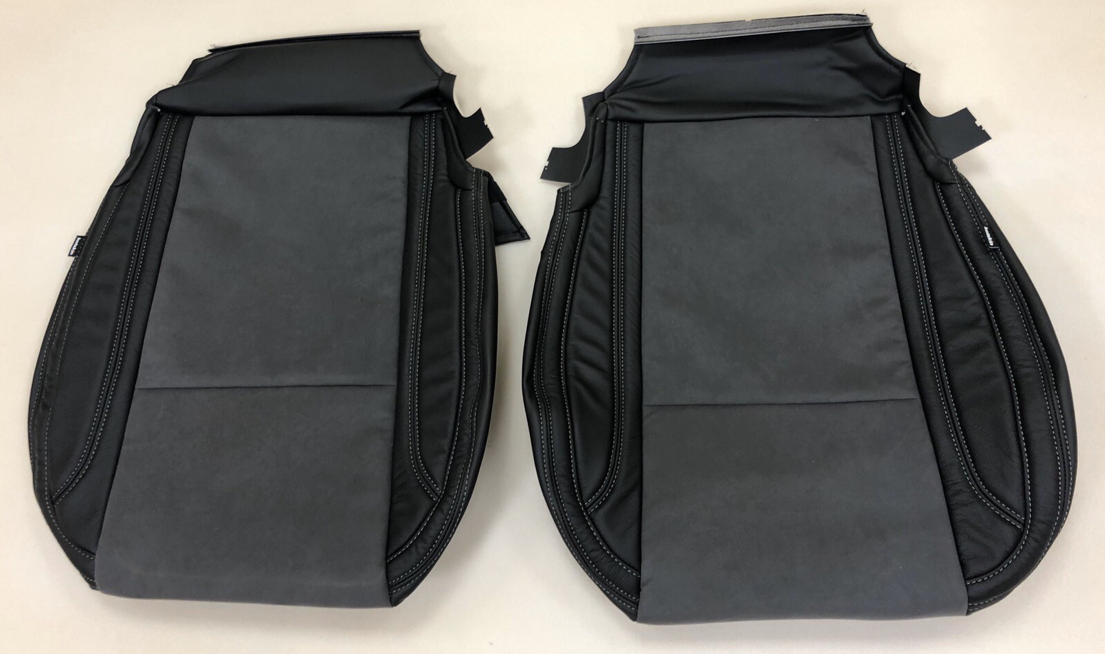 Katzkin Black Leather Dark Slate Suede Seat Covers for 2015-23 Dodge Challenger