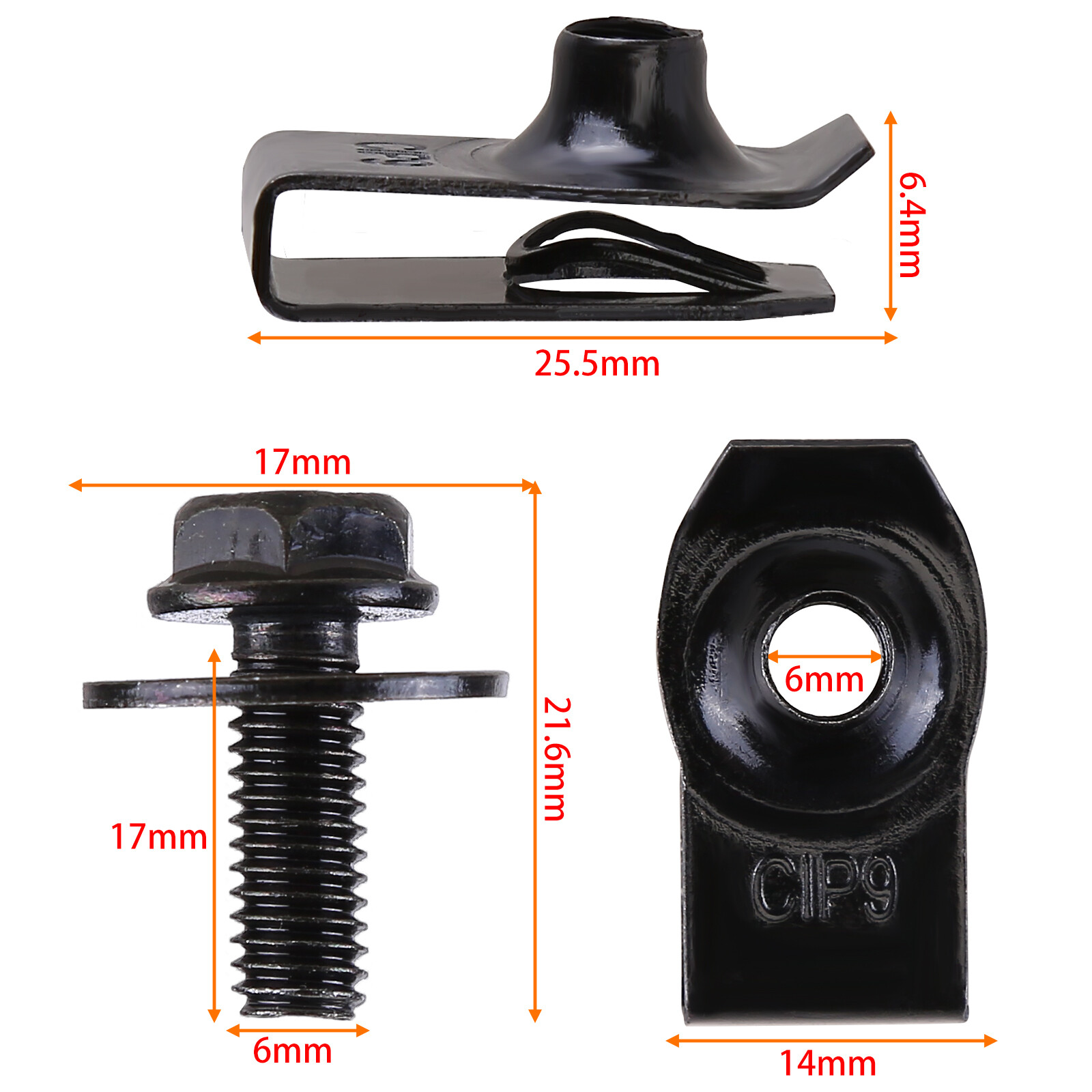 For Audi Body Bolts U-nut Clips – M6 Engine Under Cover Splash Shield Guard