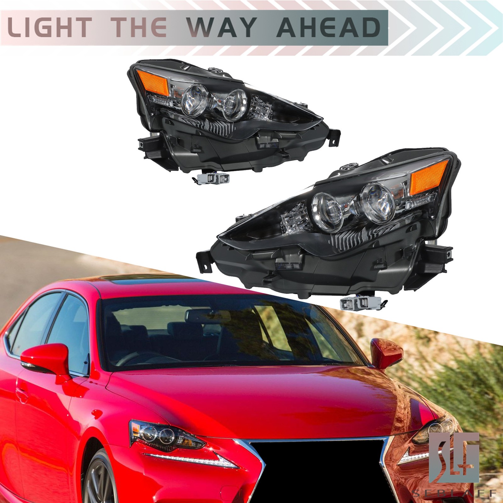 W/Halogen Turn For Lexus IS350 IS250 2014-2016 LED Headlight Assembly LH+RH Side