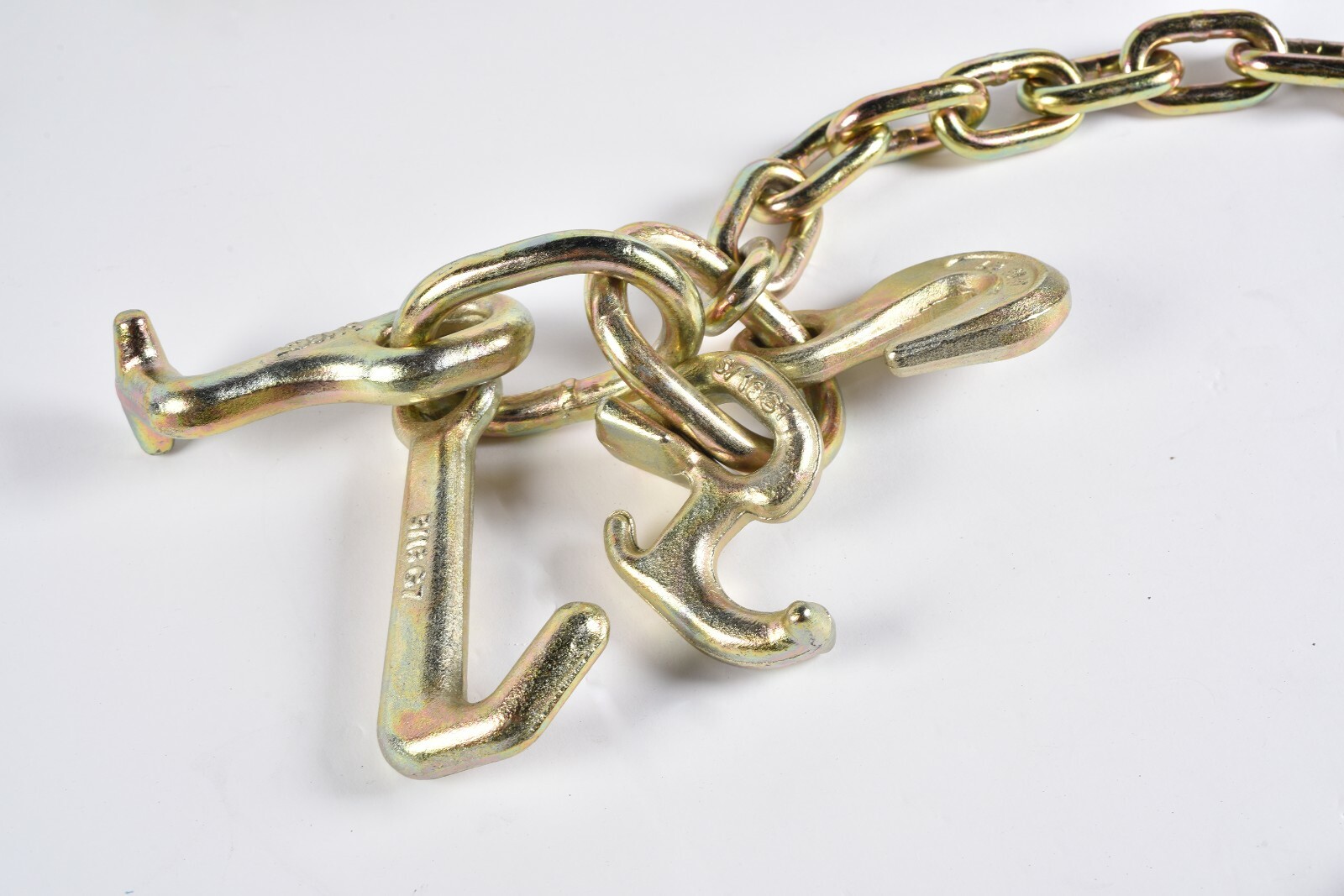 Long Shank J Hook Tow Chain 5/16″ x 10′ w RTJ Cluster & Grab Hook 4700 lbs WLL